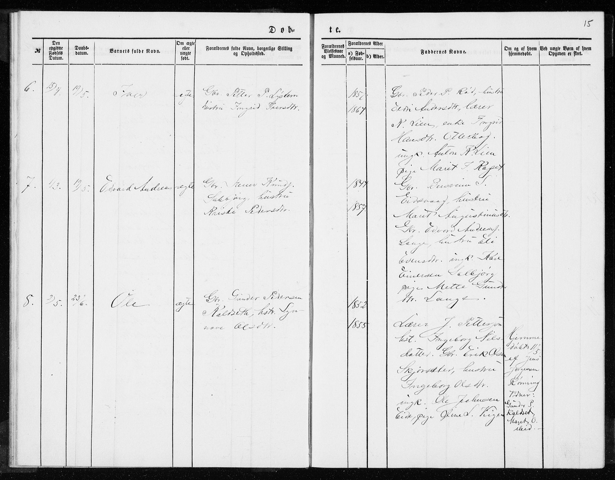 Ministerialprotokoller, klokkerbøker og fødselsregistre - Møre og Romsdal, AV/SAT-A-1454/551/L0631: Parish register (copy) no. 551C03, 1886-1894, p. 15