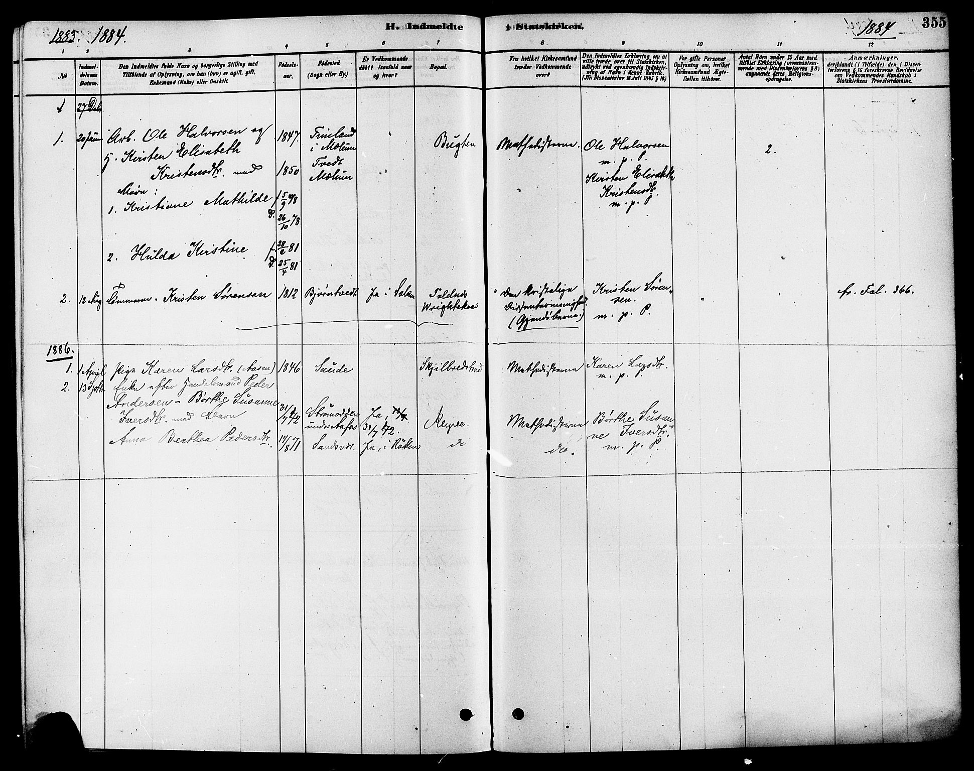 Solum kirkebøker, SAKO/A-306/F/Fa/L0009: Parish register (official) no. I 9, 1877-1887, p. 355