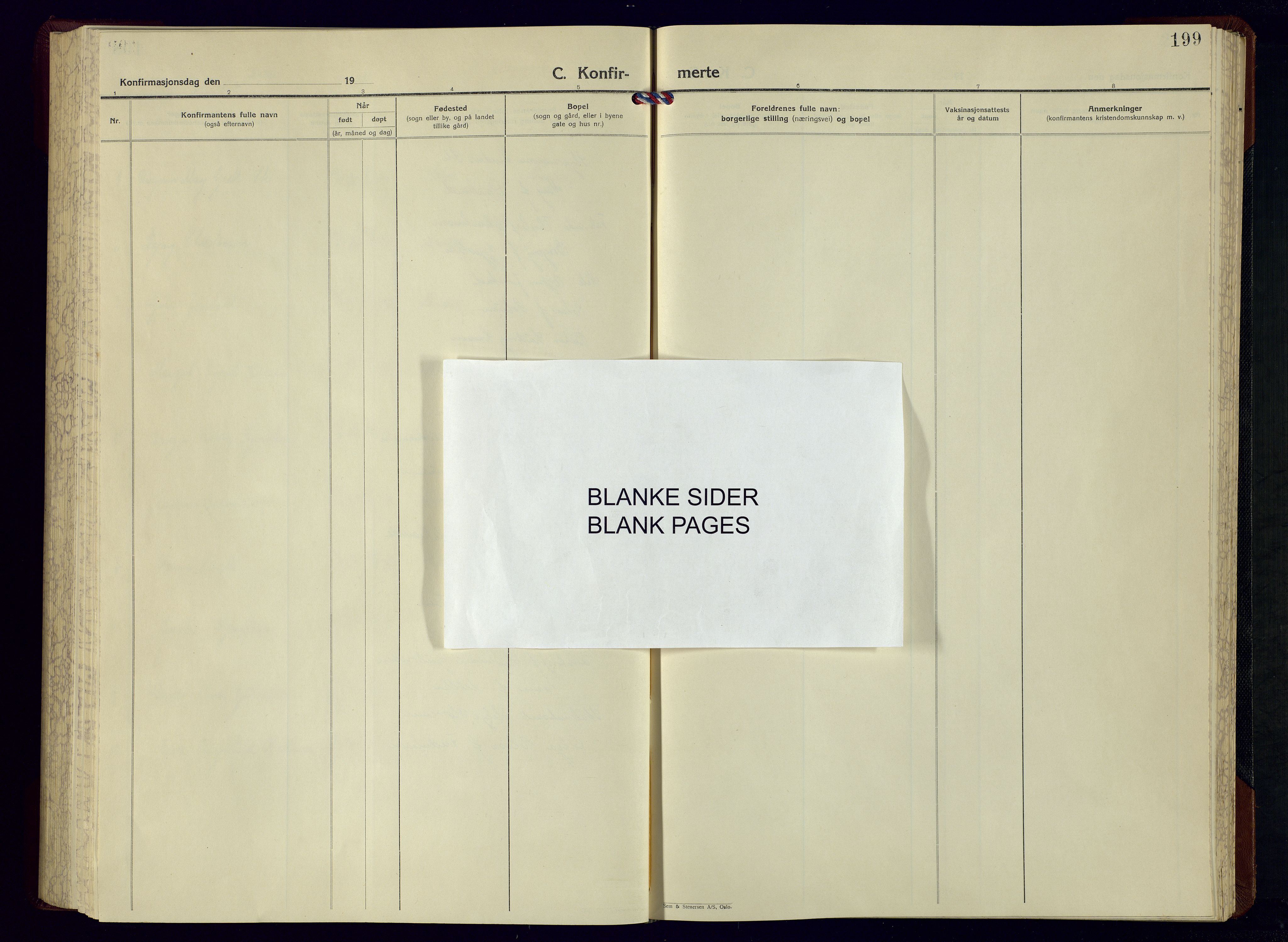 Mandal sokneprestkontor, SAK/1111-0030/F/Fb/Fbc/L0003: Parish register (copy) no. B 3, 1948-1961, p. 199