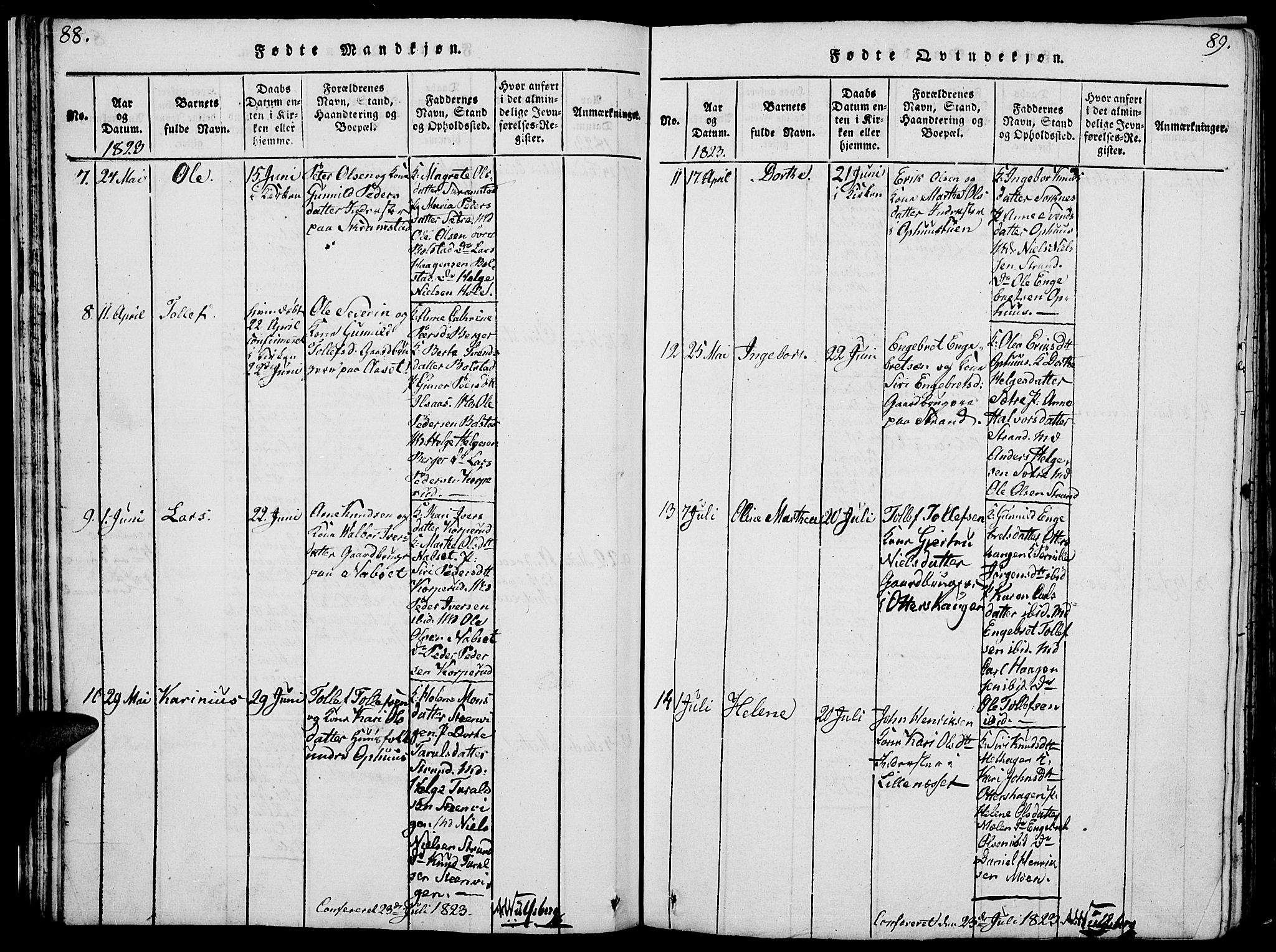 Åmot prestekontor, Hedmark, SAH/PREST-056/H/Ha/Hab/L0001: Parish register (copy) no. 1, 1815-1847, p. 88-89