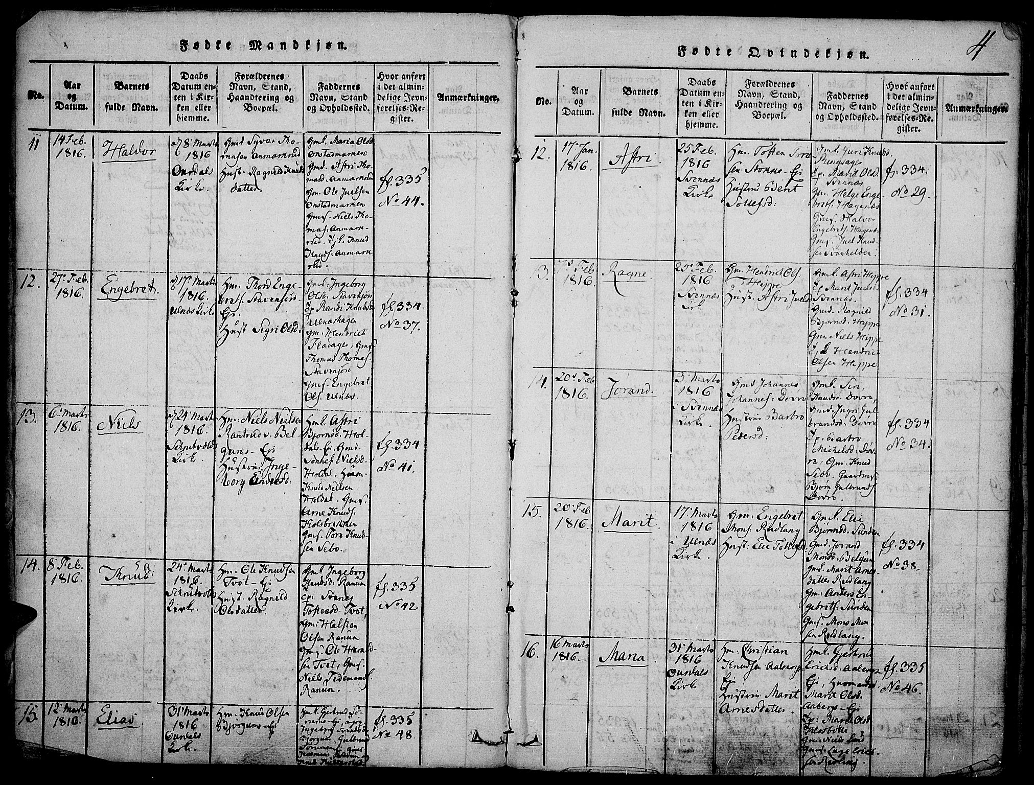 Nord-Aurdal prestekontor, SAH/PREST-132/H/Ha/Haa/L0002: Parish register (official) no. 2, 1816-1828, p. 4