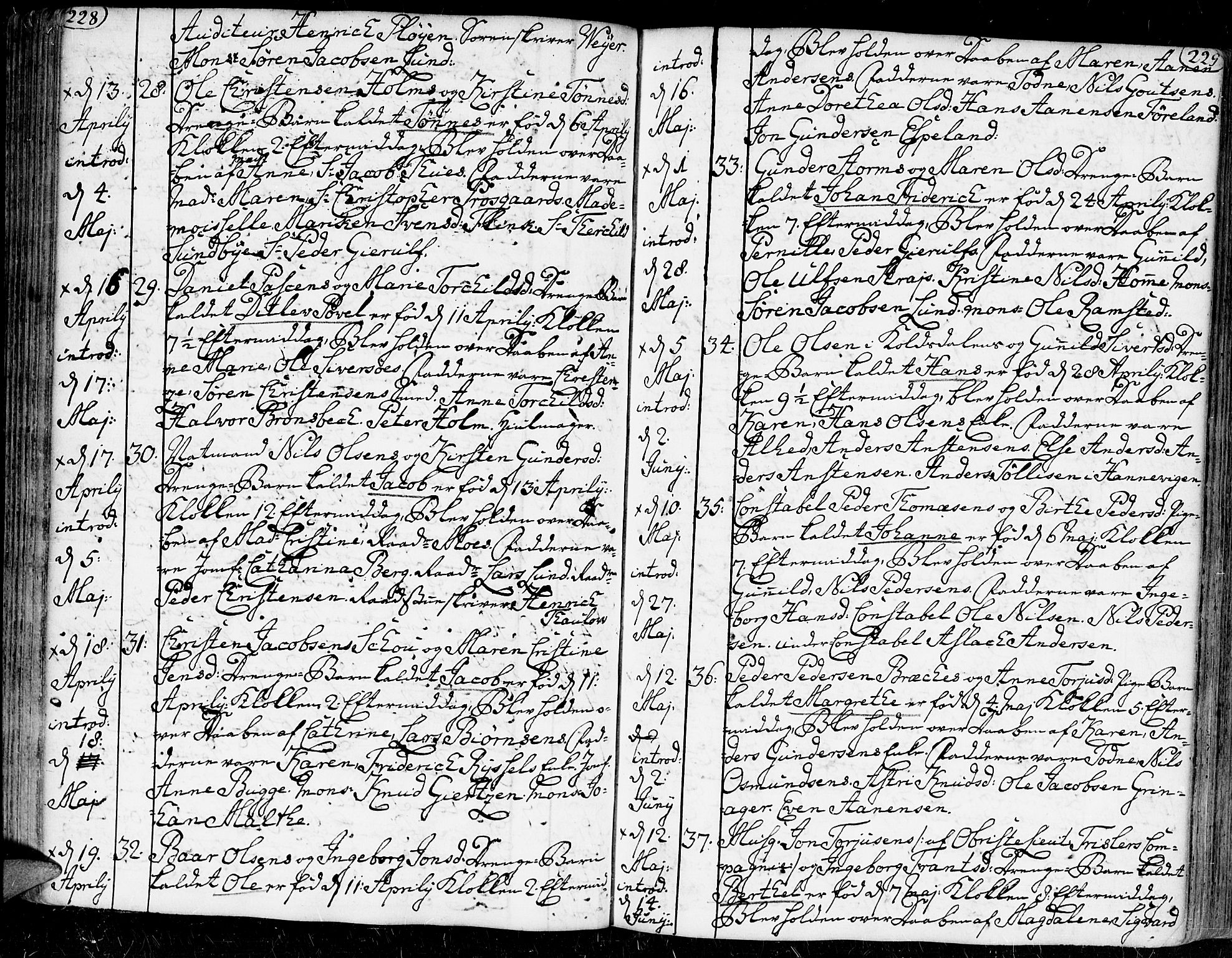 Kristiansand domprosti, AV/SAK-1112-0006/F/Fa/L0002: Parish register (official) no. A 2, 1755-1778, p. 228-229