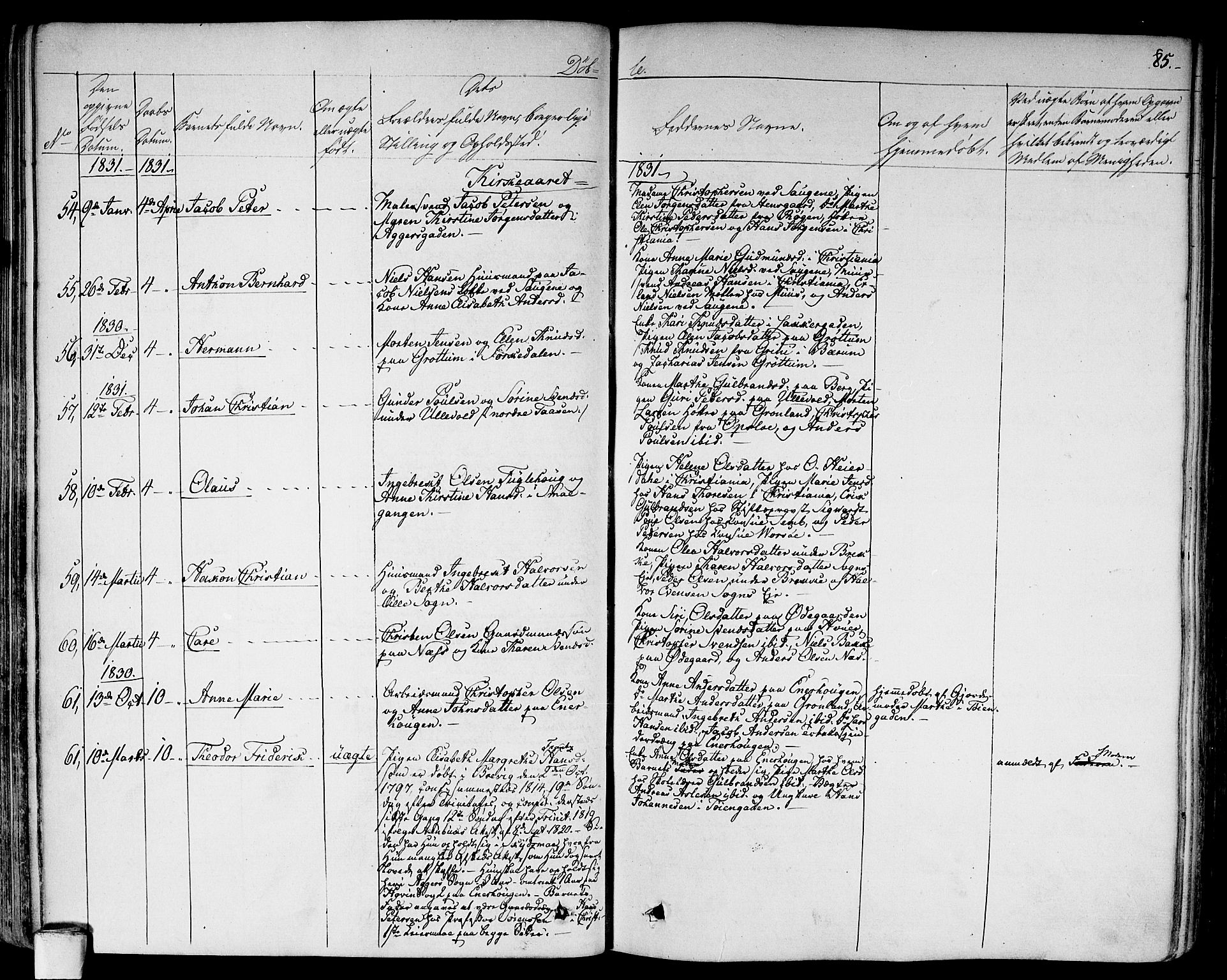 Aker prestekontor kirkebøker, SAO/A-10861/F/L0013: Parish register (official) no. 13, 1828-1837, p. 85