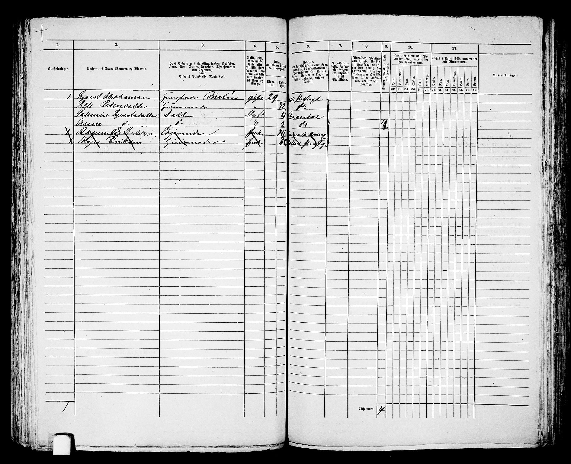 RA, 1865 census for Mandal/Mandal, 1865, p. 735