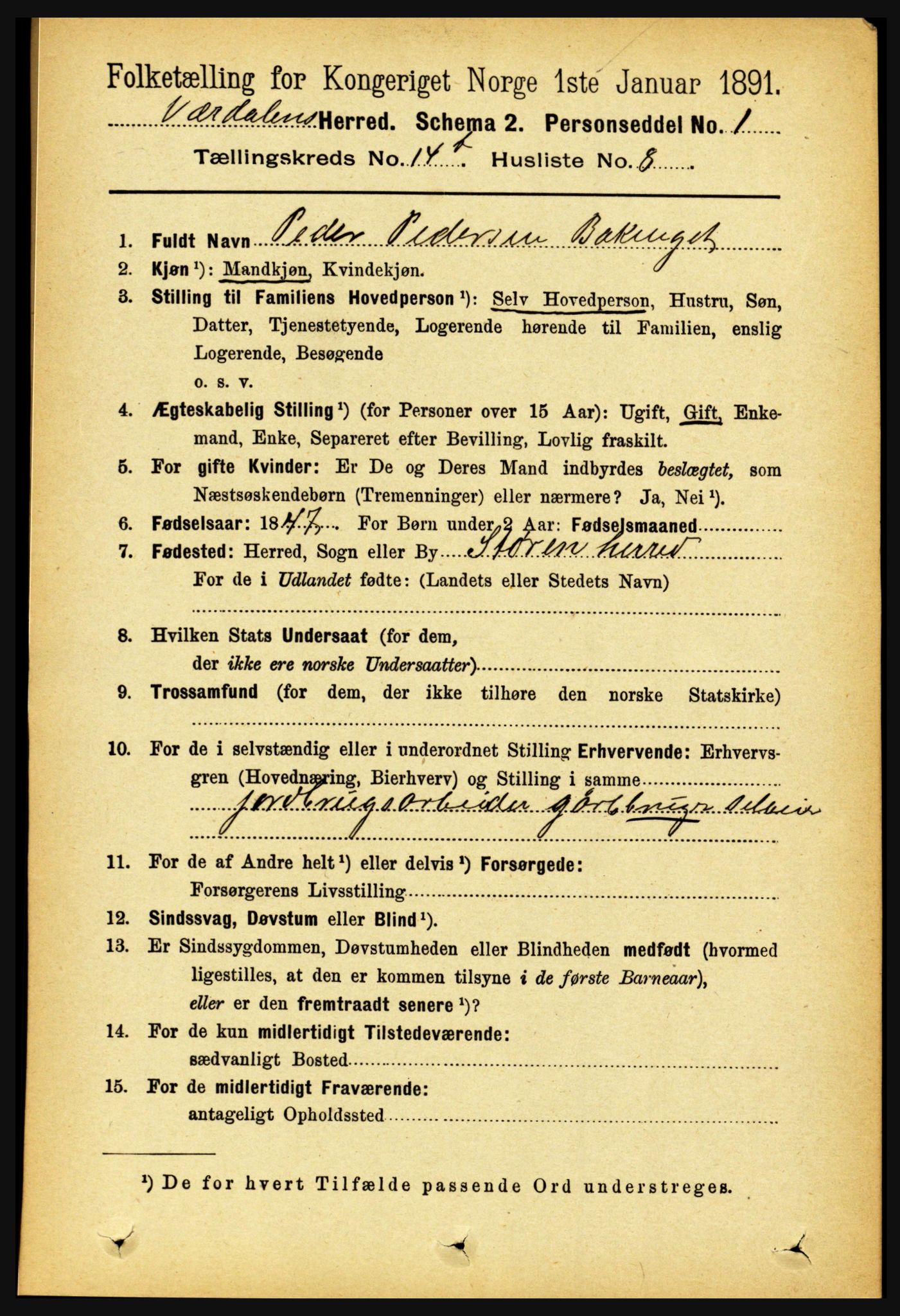 RA, 1891 census for 1721 Verdal, 1891, p. 7397