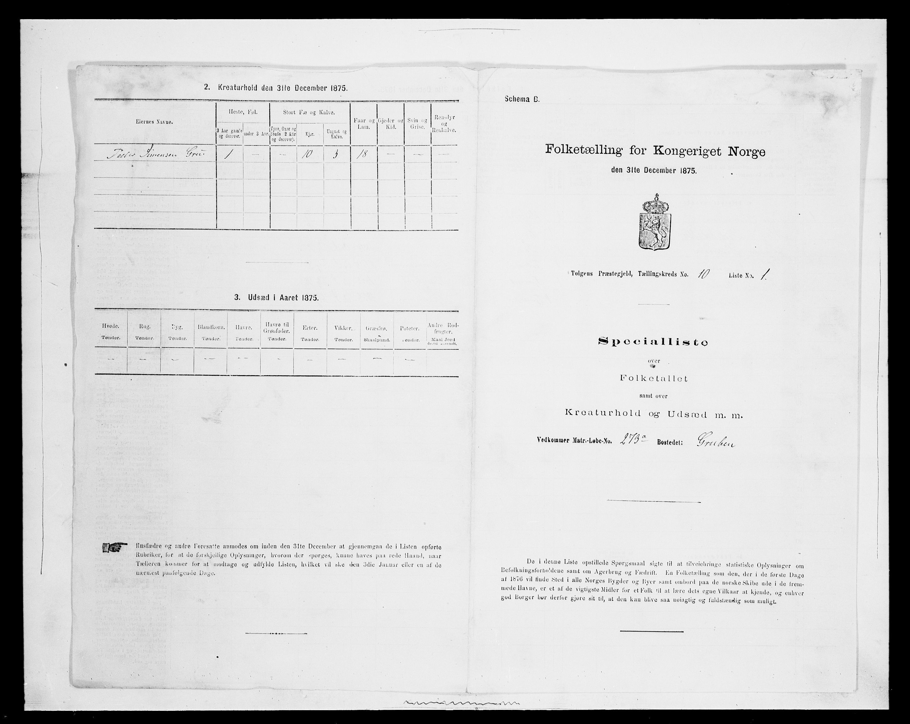 SAH, 1875 census for 0436P Tolga, 1875, p. 998