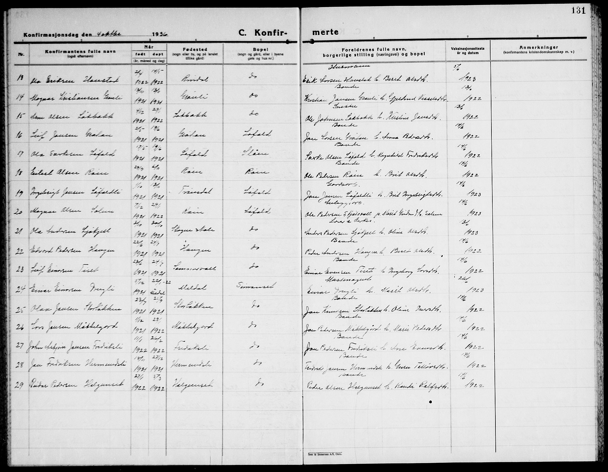 Ministerialprotokoller, klokkerbøker og fødselsregistre - Møre og Romsdal, AV/SAT-A-1454/598/L1080: Parish register (copy) no. 598C05, 1927-1944, p. 131