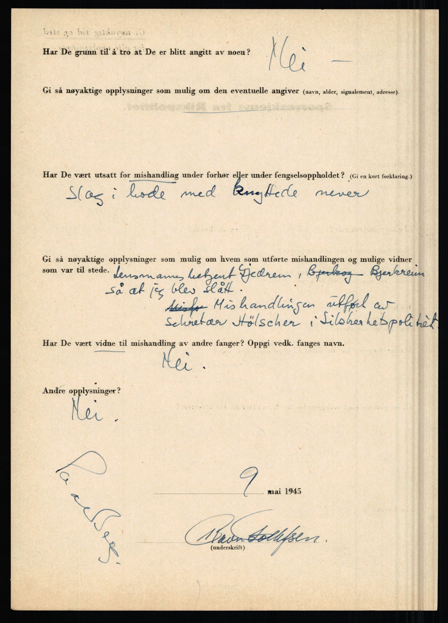 Rikspolitisjefen, AV/RA-S-1560/L/L0017: Tidemann, Hermann G. - Veum, Tjostolv, 1940-1945, p. 104