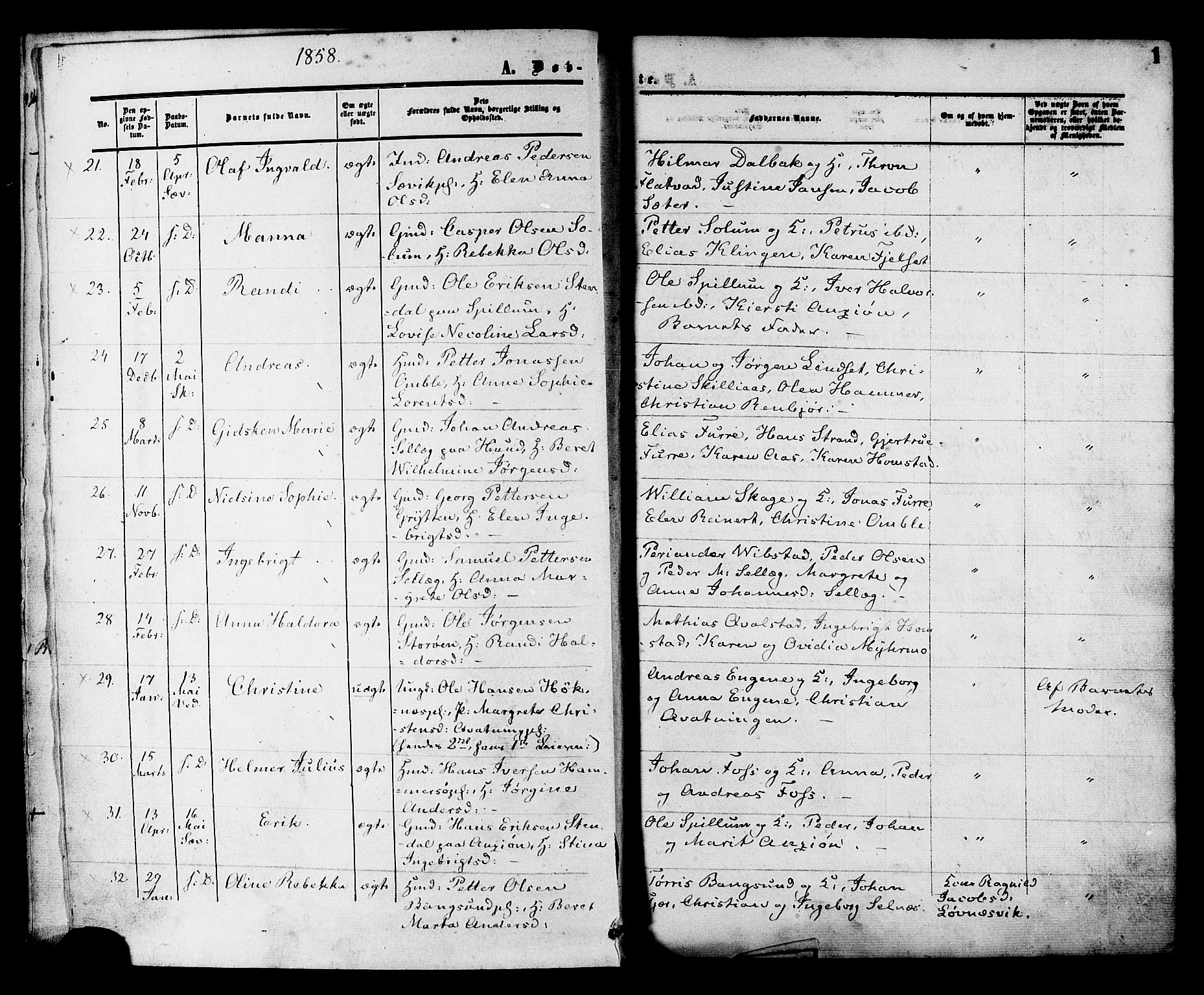 Ministerialprotokoller, klokkerbøker og fødselsregistre - Nord-Trøndelag, SAT/A-1458/764/L0553: Parish register (official) no. 764A08, 1858-1880, p. 1