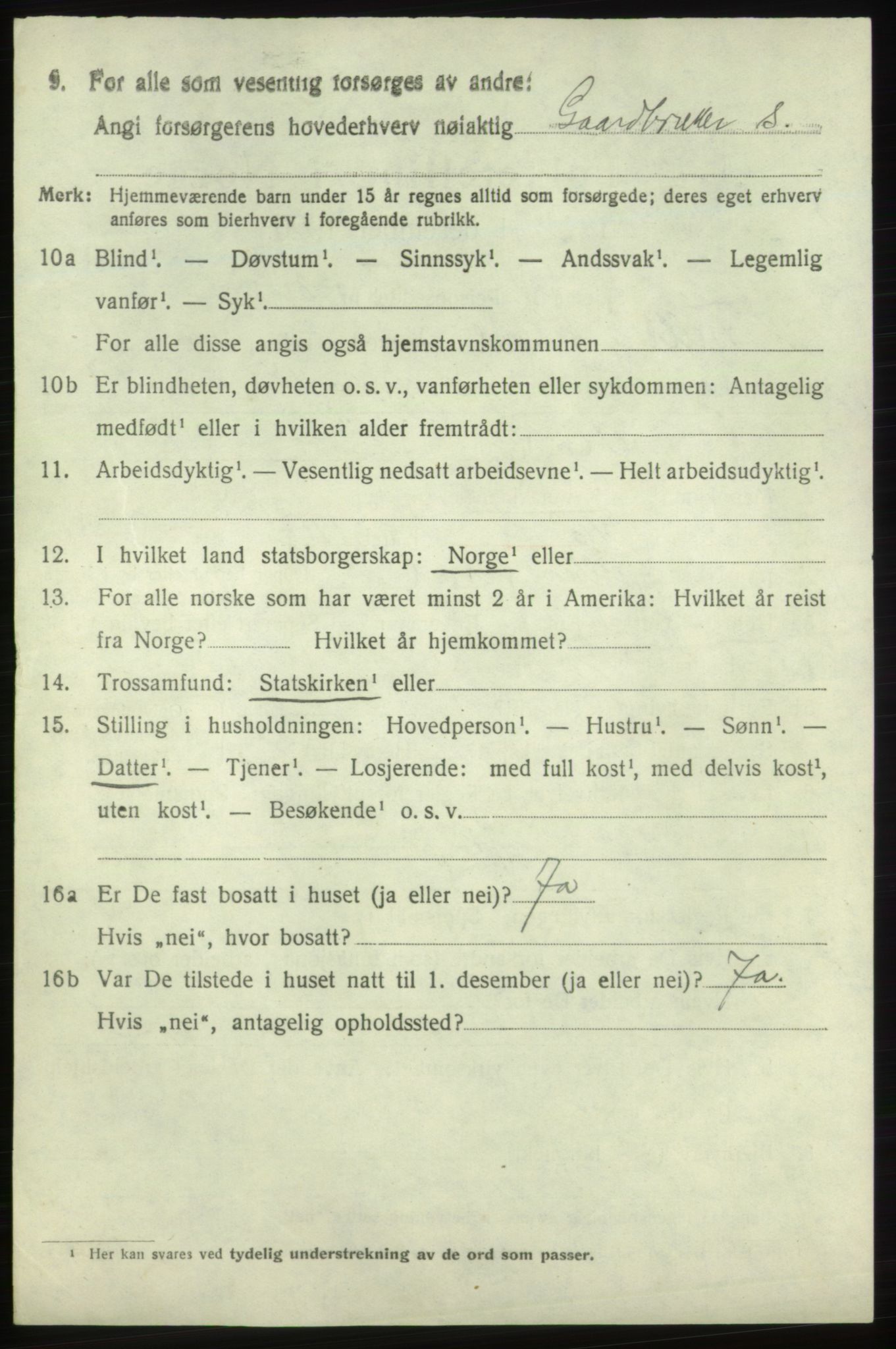 SAB, 1920 census for Fjelberg, 1920, p. 2744