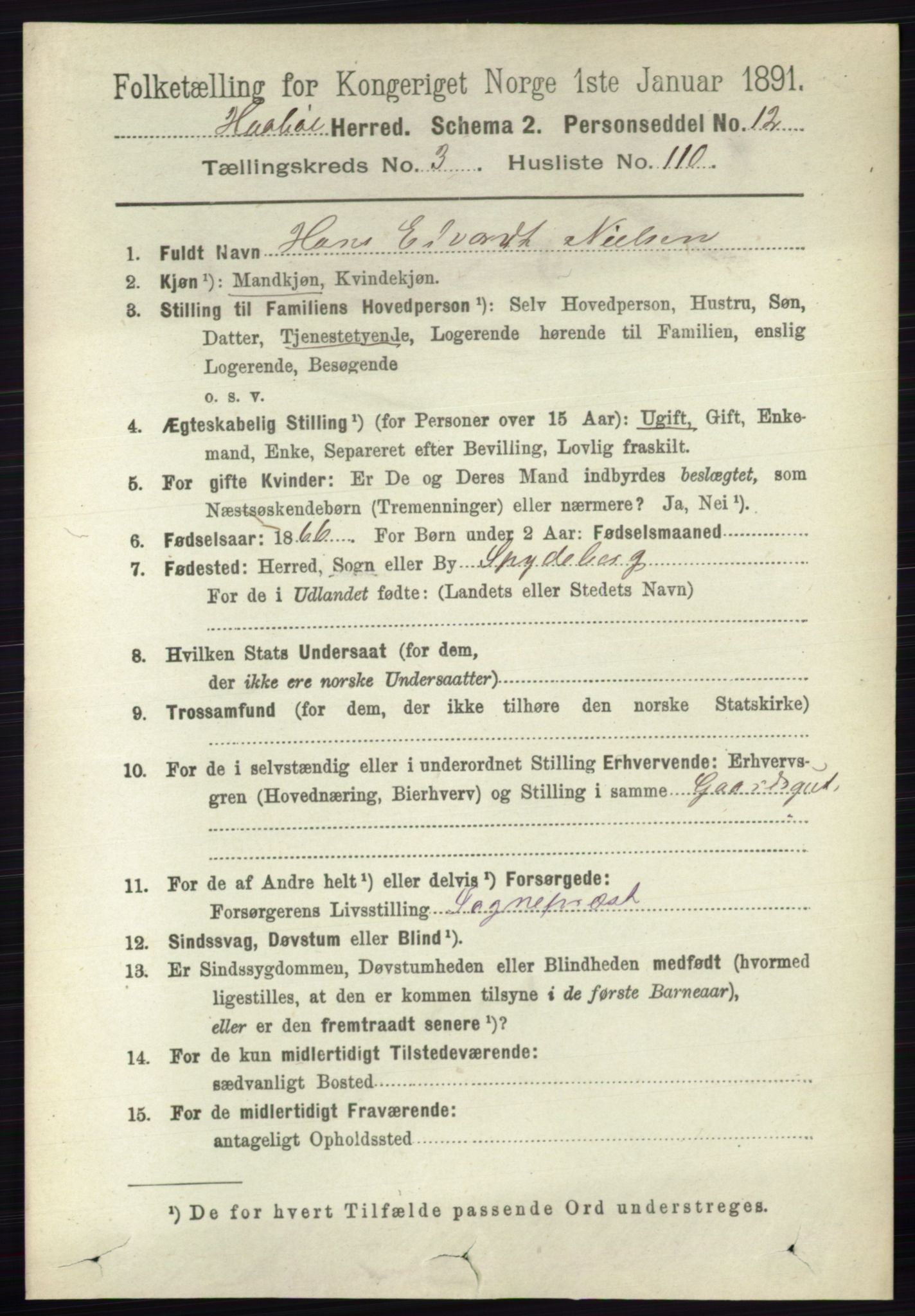 RA, 1891 census for 0138 Hobøl, 1891, p. 2281