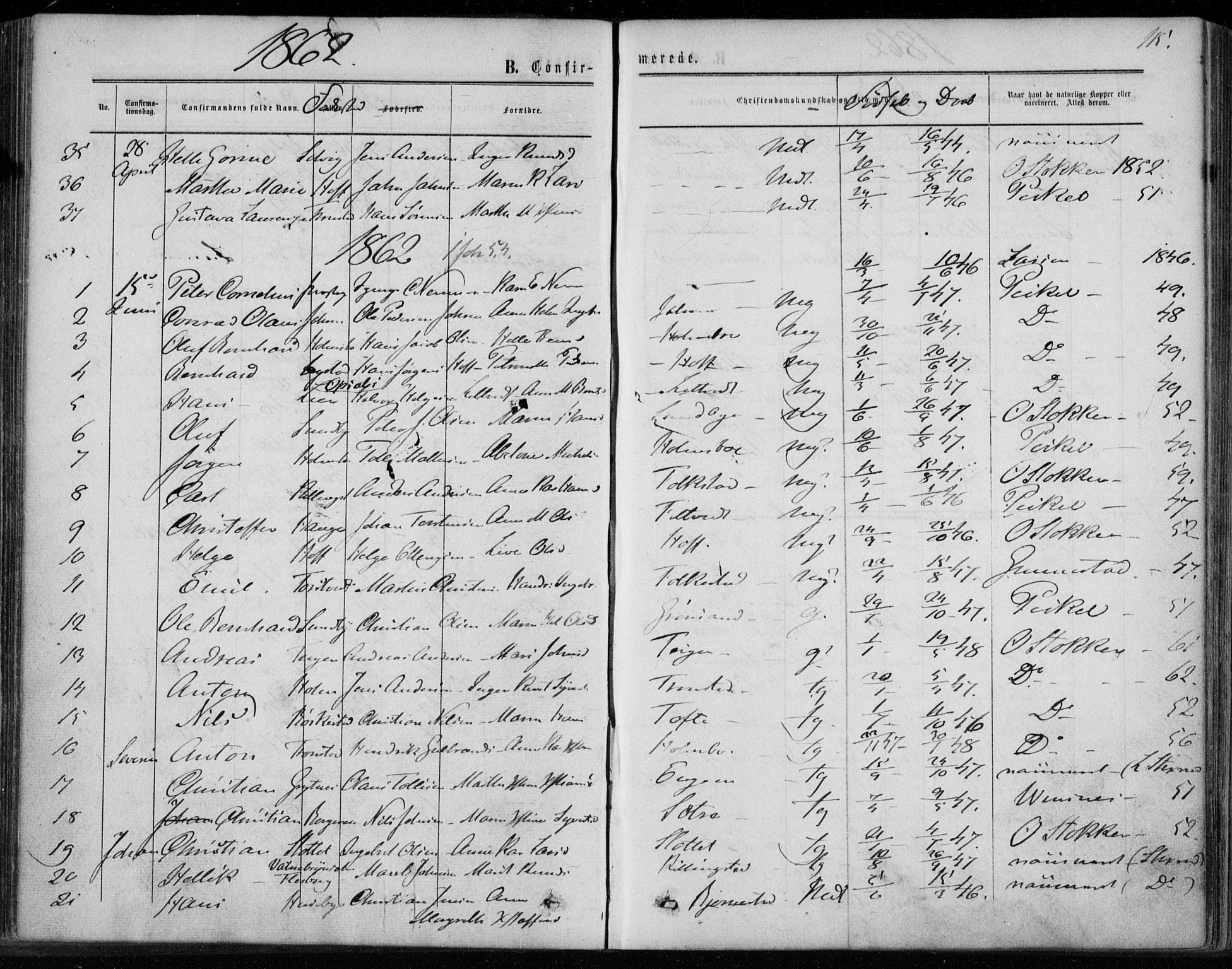Hurum kirkebøker, SAKO/A-229/F/Fa/L0012: Parish register (official) no. 12, 1861-1875, p. 115