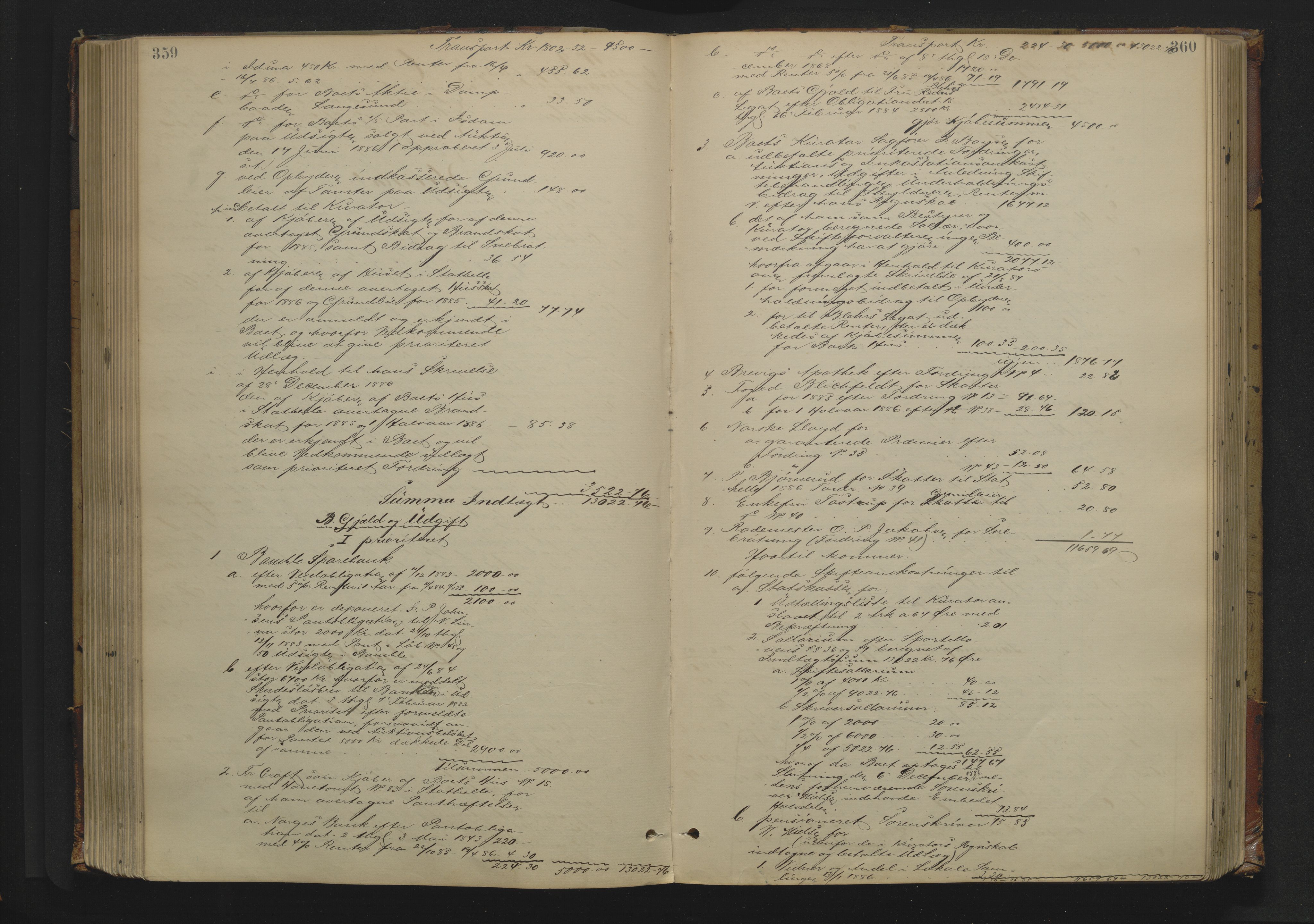 Bamble sorenskriveri, AV/SAKO-A-214/H/Hb/Hbd/L0009: Skifteutlodningsprotokoll, 1883-1896, p. 359-360