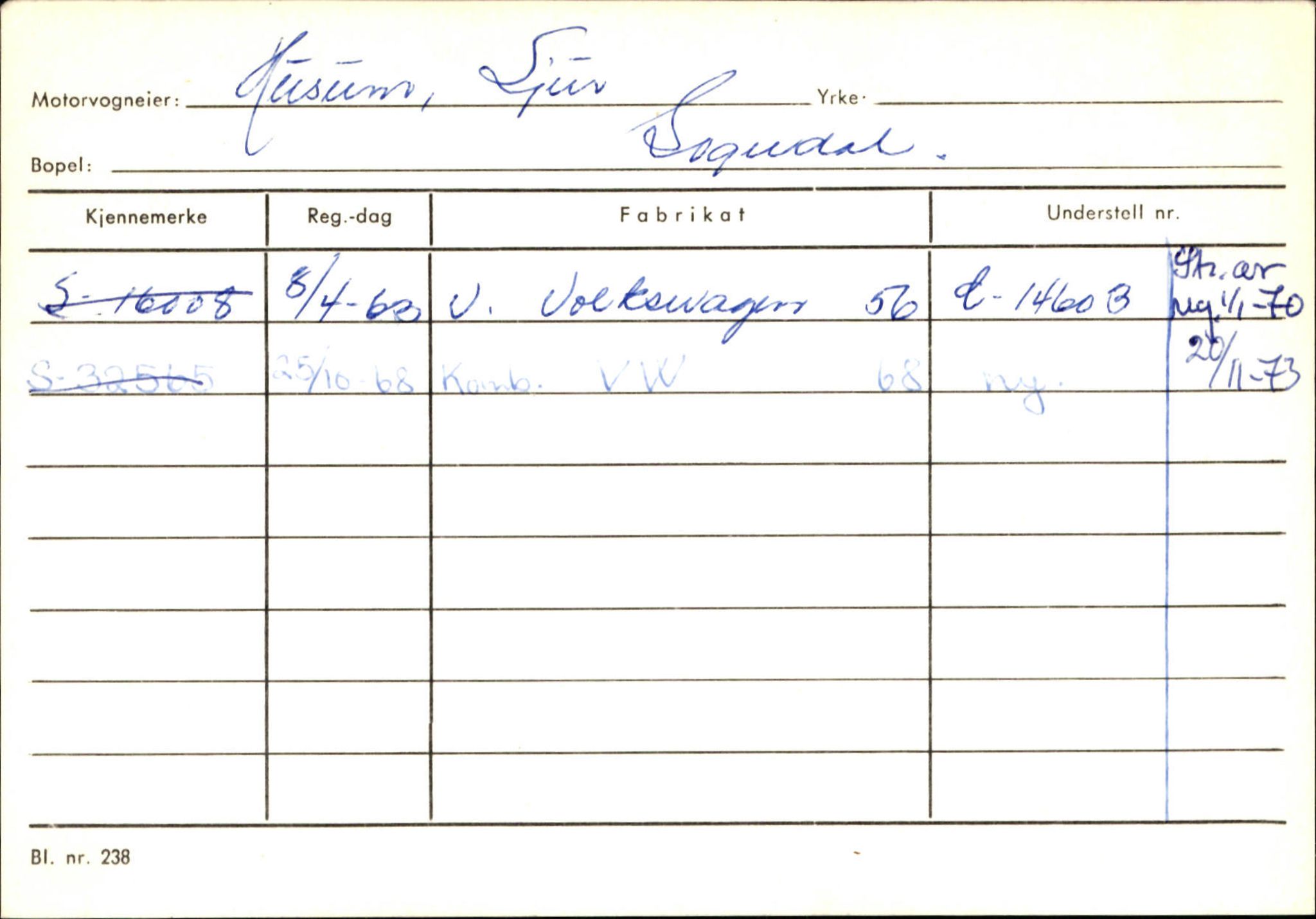 Statens vegvesen, Sogn og Fjordane vegkontor, AV/SAB-A-5301/4/F/L0124: Eigarregister Sogndal A-U, 1945-1975, p. 1143