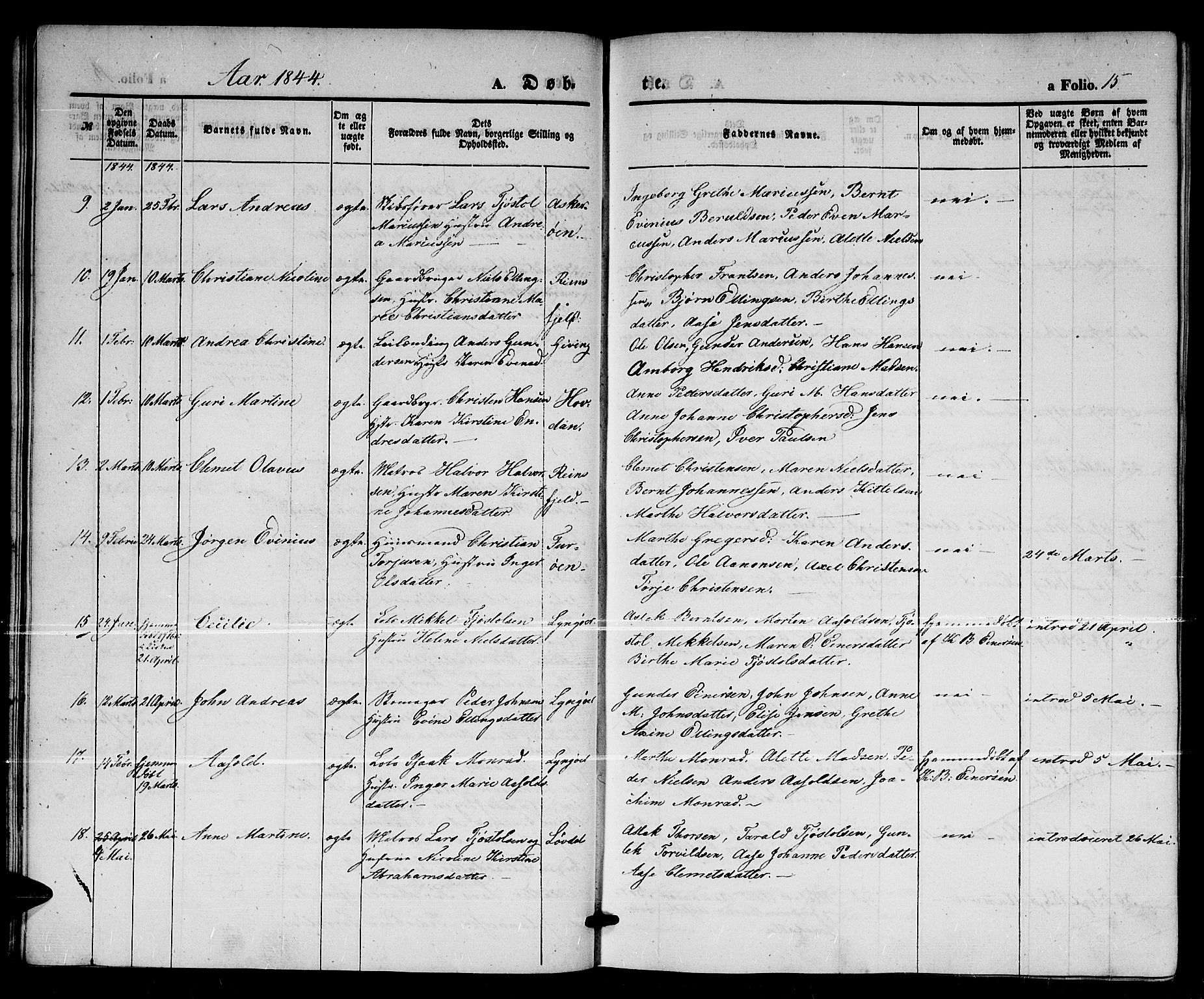 Dypvåg sokneprestkontor, AV/SAK-1111-0007/F/Fb/Fba/L0010: Parish register (copy) no. B 10, 1842-1857, p. 15