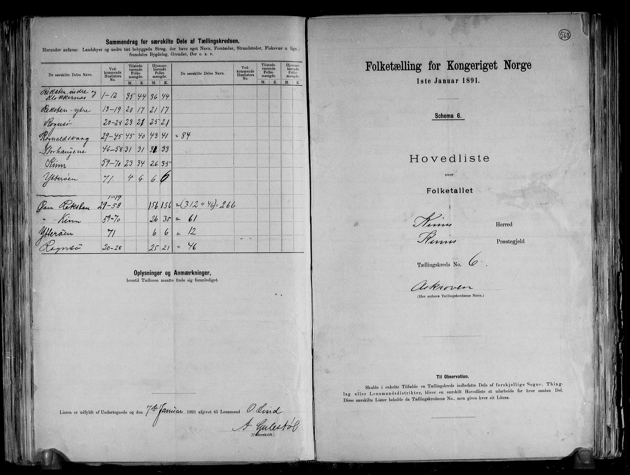 RA, 1891 census for 1437 Kinn, 1891, p. 17