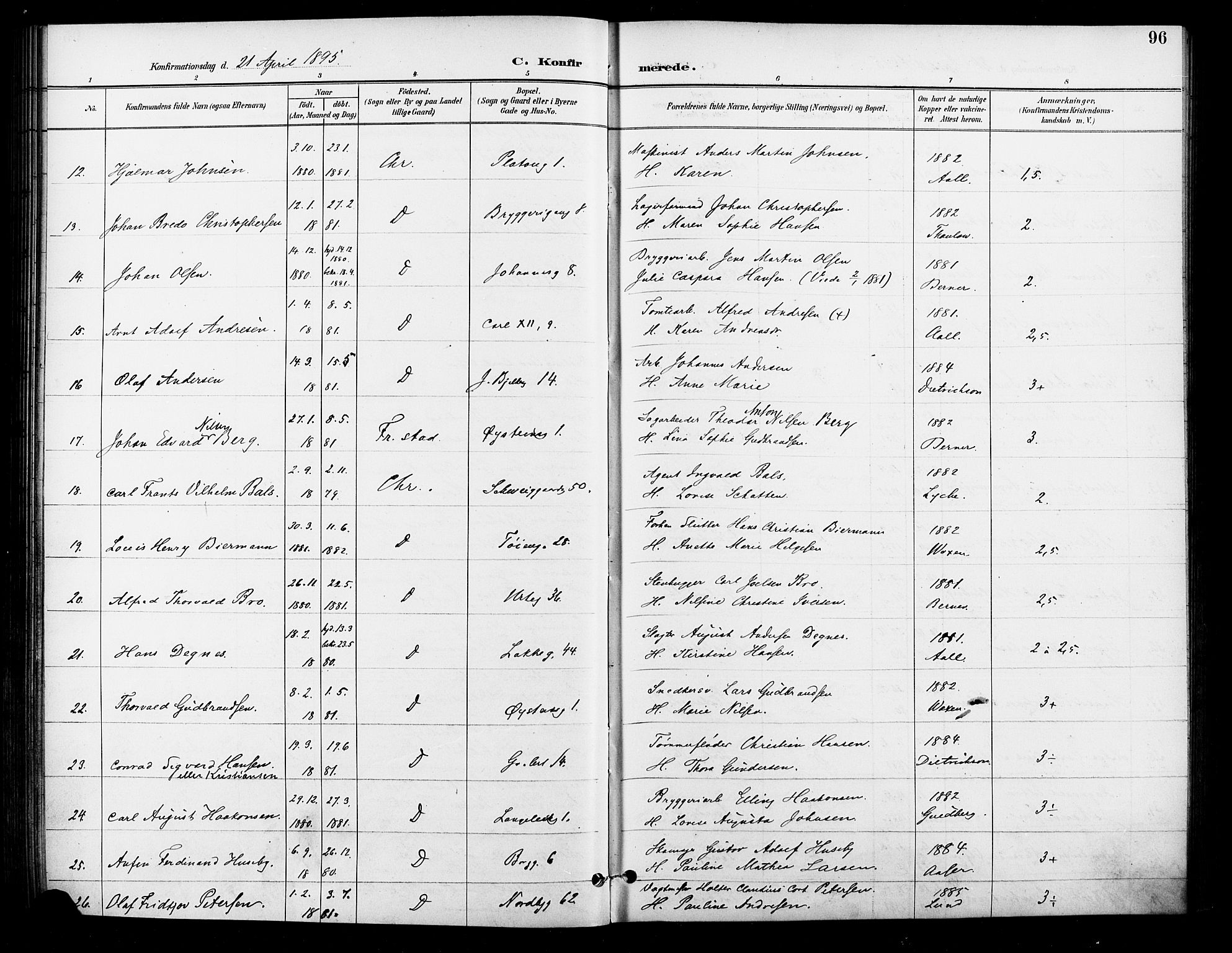 Grønland prestekontor Kirkebøker, AV/SAO-A-10848/F/Fa/L0011: Parish register (official) no. 11, 1892-1907, p. 96