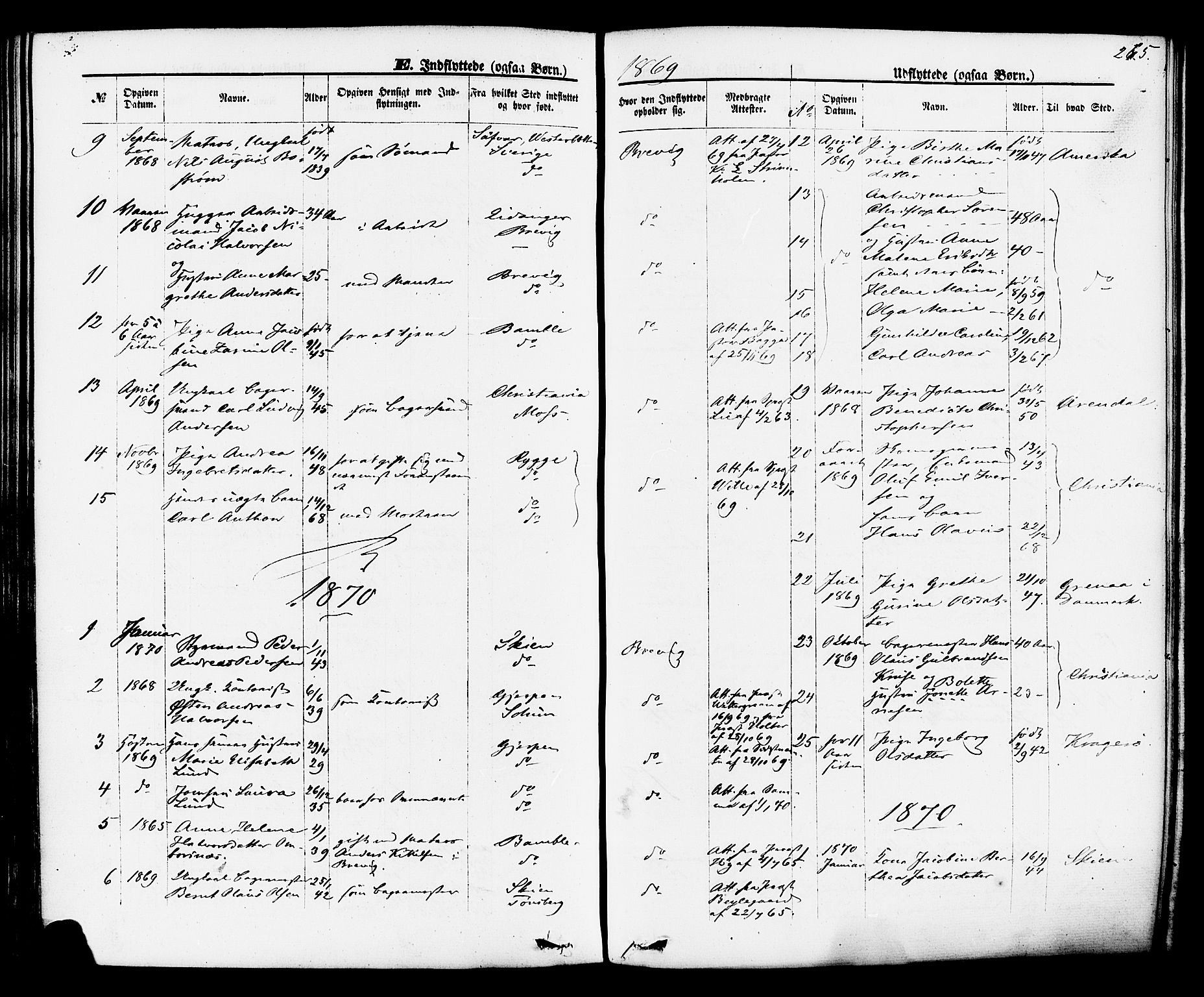 Brevik kirkebøker, SAKO/A-255/F/Fa/L0006: Parish register (official) no. 6, 1866-1881, p. 265
