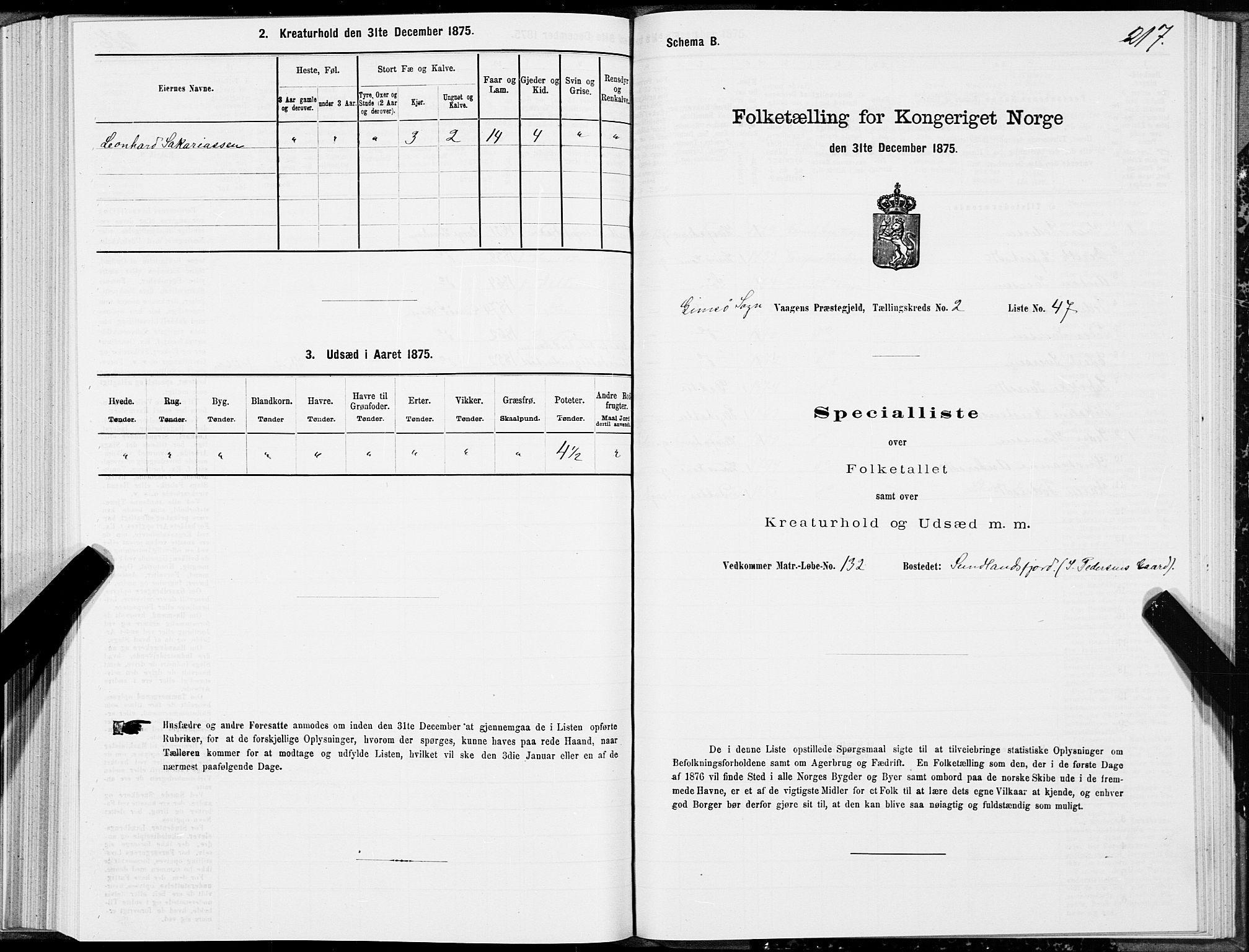 SAT, 1875 census for 1865P Vågan, 1875, p. 5217