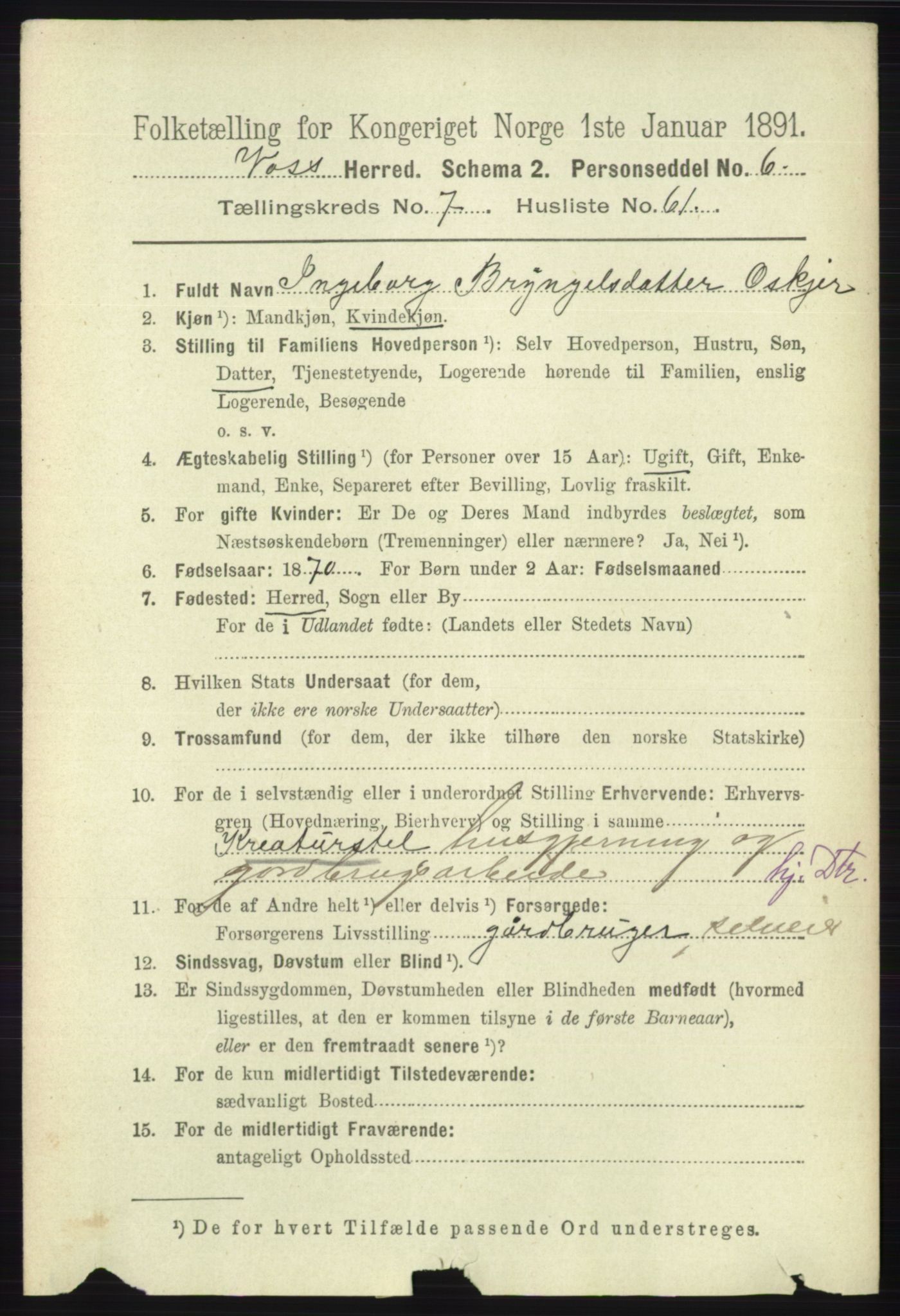 RA, 1891 census for 1235 Voss, 1891, p. 4147