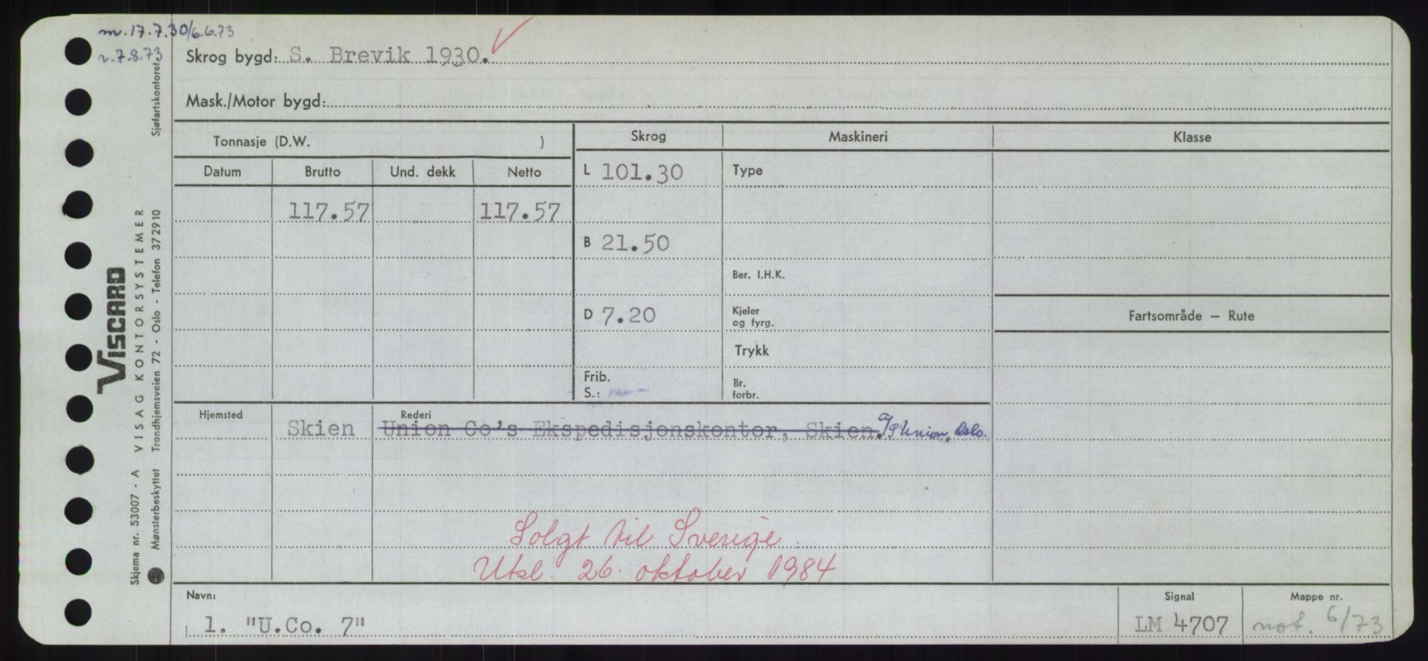 Sjøfartsdirektoratet med forløpere, Skipsmålingen, AV/RA-S-1627/H/Hd/L0040: Fartøy, U-Ve, p. 1