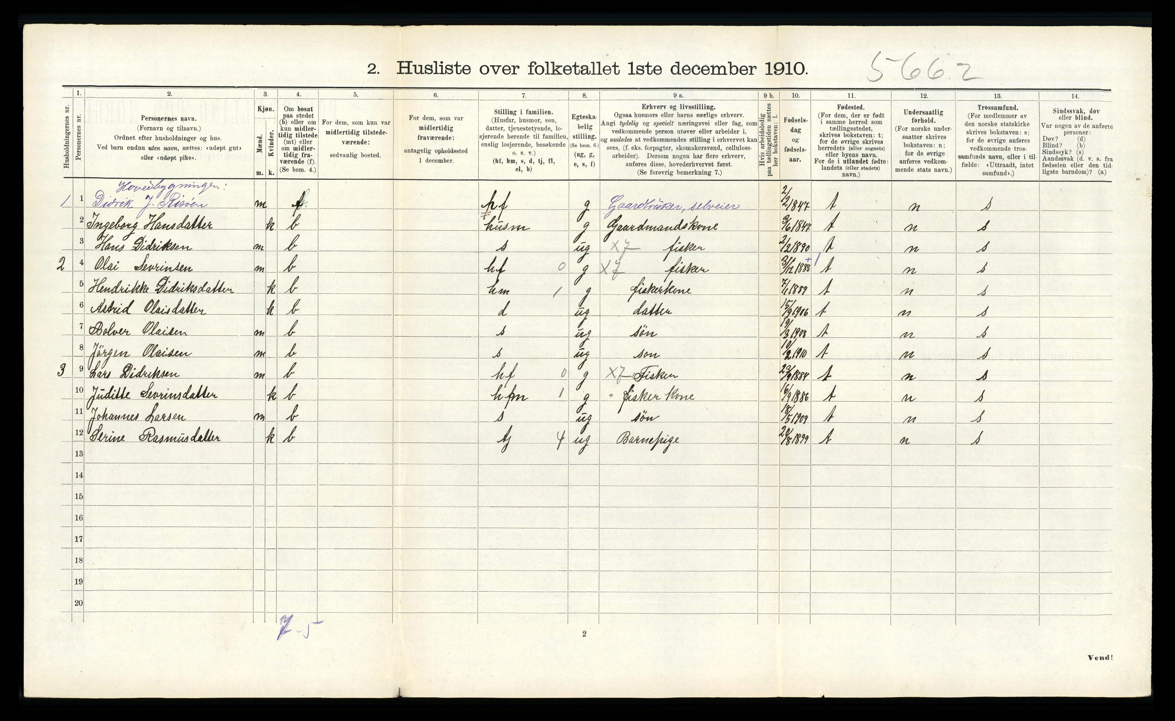 RA, 1910 census for Davik, 1910, p. 809