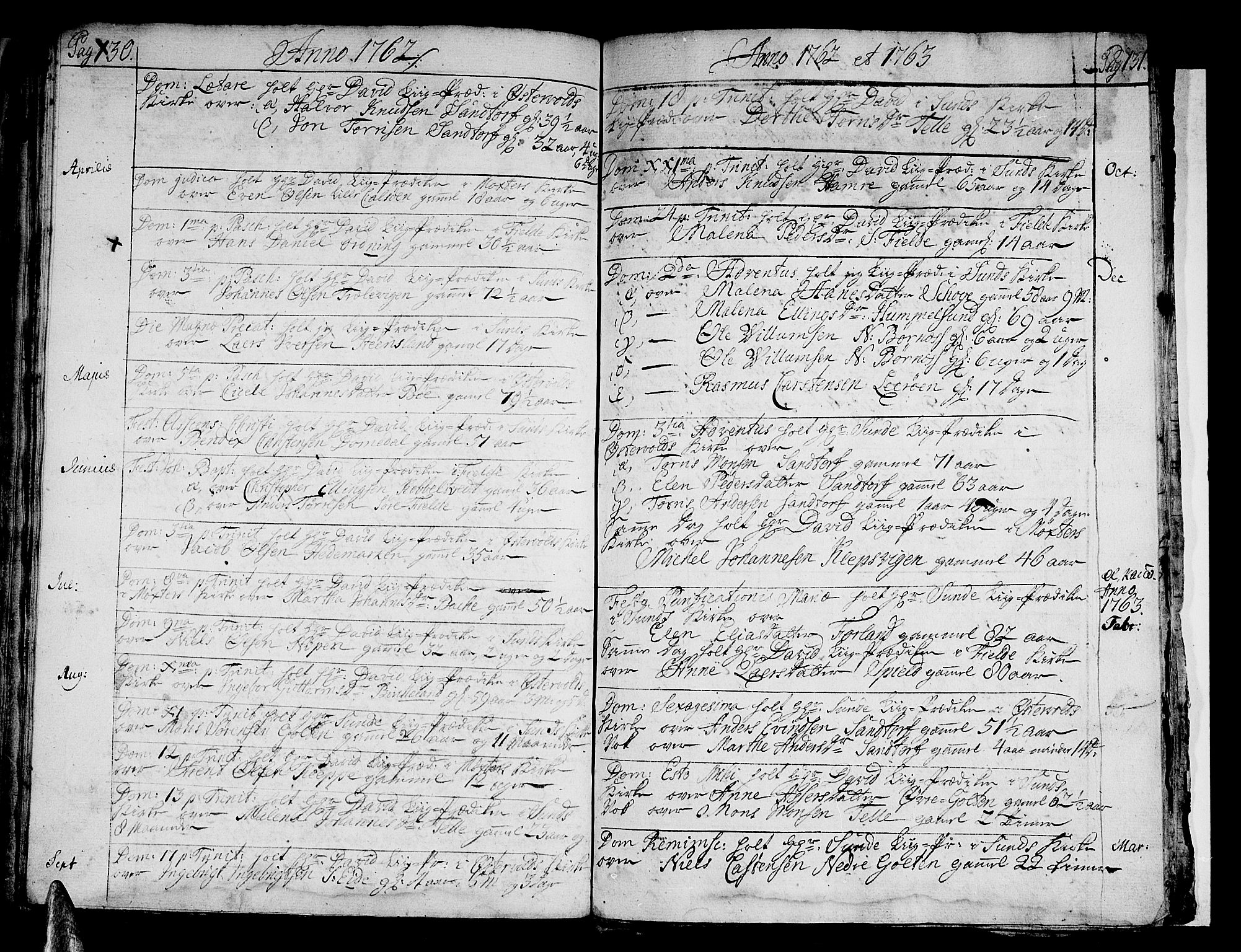 Sund sokneprestembete, SAB/A-99930: Parish register (official) no. A 2, 1729-1769, p. 130-131