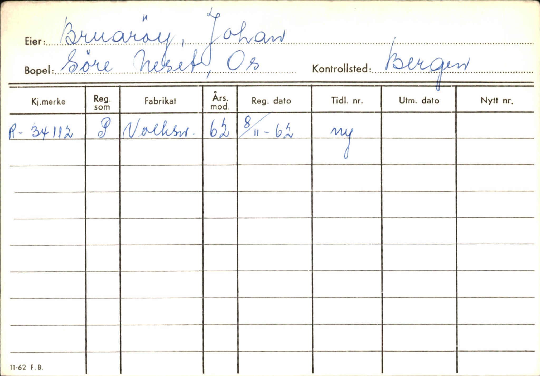 Statens vegvesen, Hordaland vegkontor, AV/SAB-A-5201/2/Ha/L0007: R-eierkort B, 1920-1971, p. 22