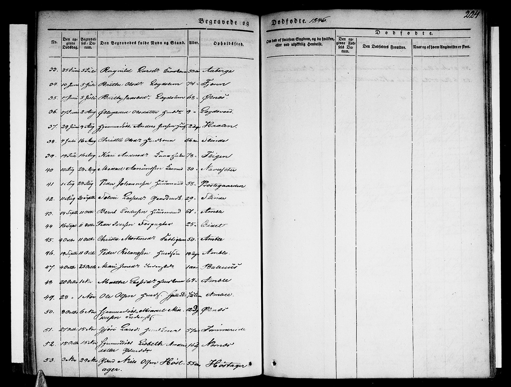 Sogndal sokneprestembete, AV/SAB-A-81301/H/Haa/Haaa/L0011: Parish register (official) no. A 11, 1839-1847, p. 224