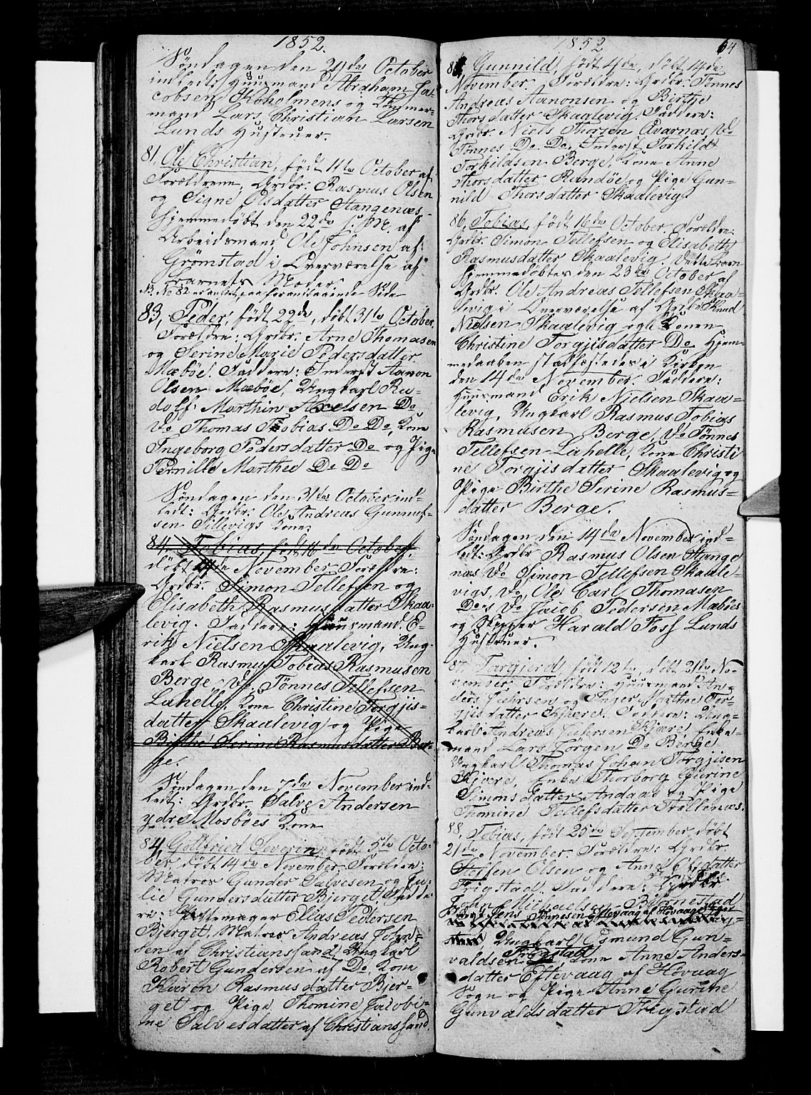 Oddernes sokneprestkontor, AV/SAK-1111-0033/F/Fb/Fba/L0005: Parish register (copy) no. B 5, 1846-1859, p. 64