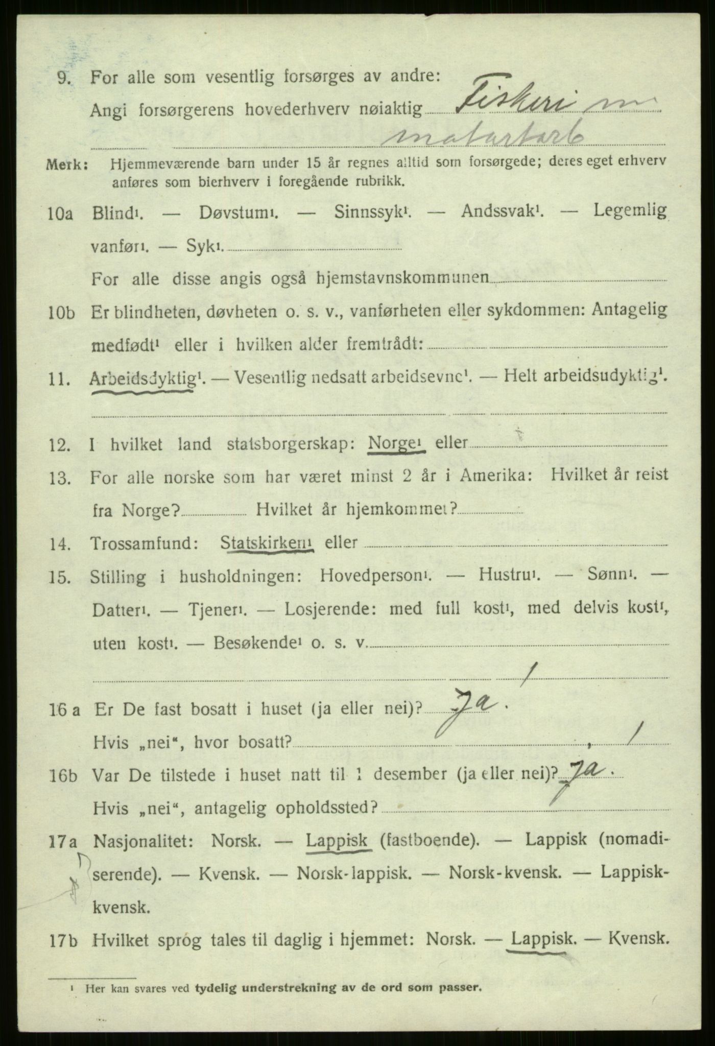 SATØ, 1920 census for Kvænangen, 1920, p. 1921