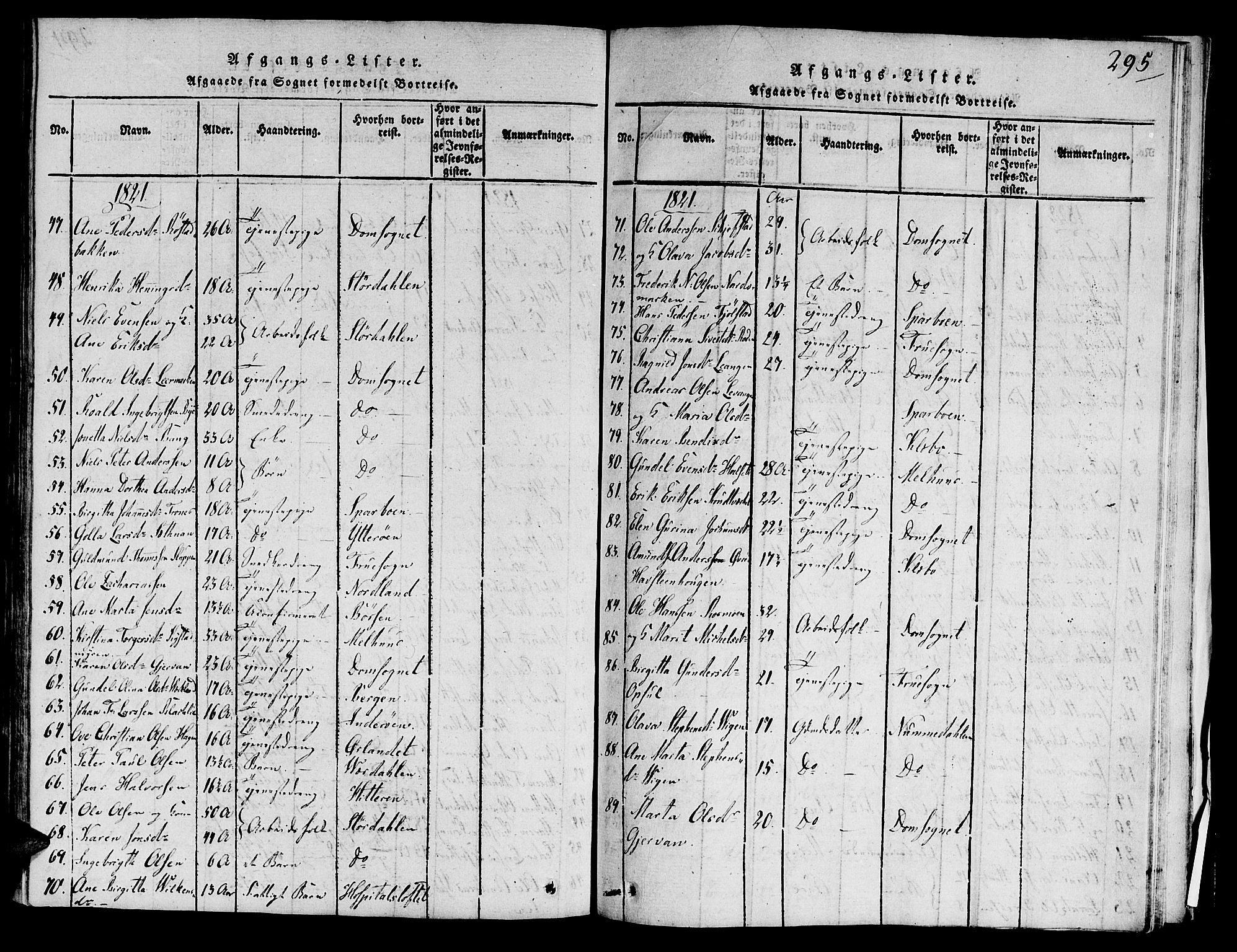 Ministerialprotokoller, klokkerbøker og fødselsregistre - Sør-Trøndelag, AV/SAT-A-1456/606/L0283: Parish register (official) no. 606A03 /1, 1818-1823, p. 295