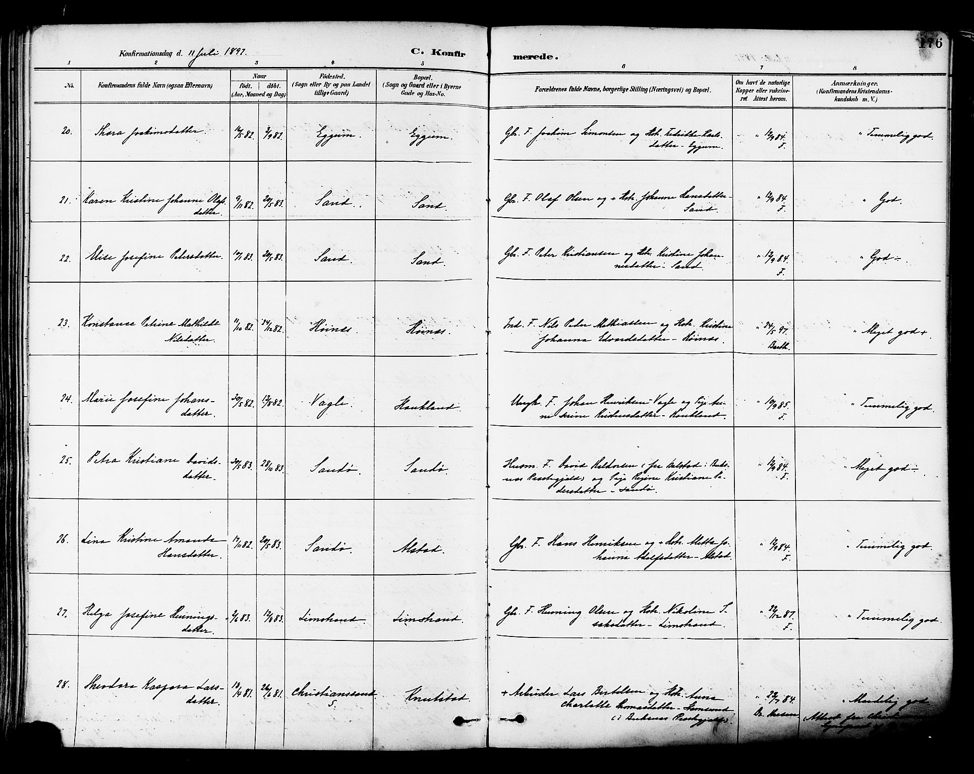Ministerialprotokoller, klokkerbøker og fødselsregistre - Nordland, AV/SAT-A-1459/880/L1133: Parish register (official) no. 880A07, 1888-1898, p. 176