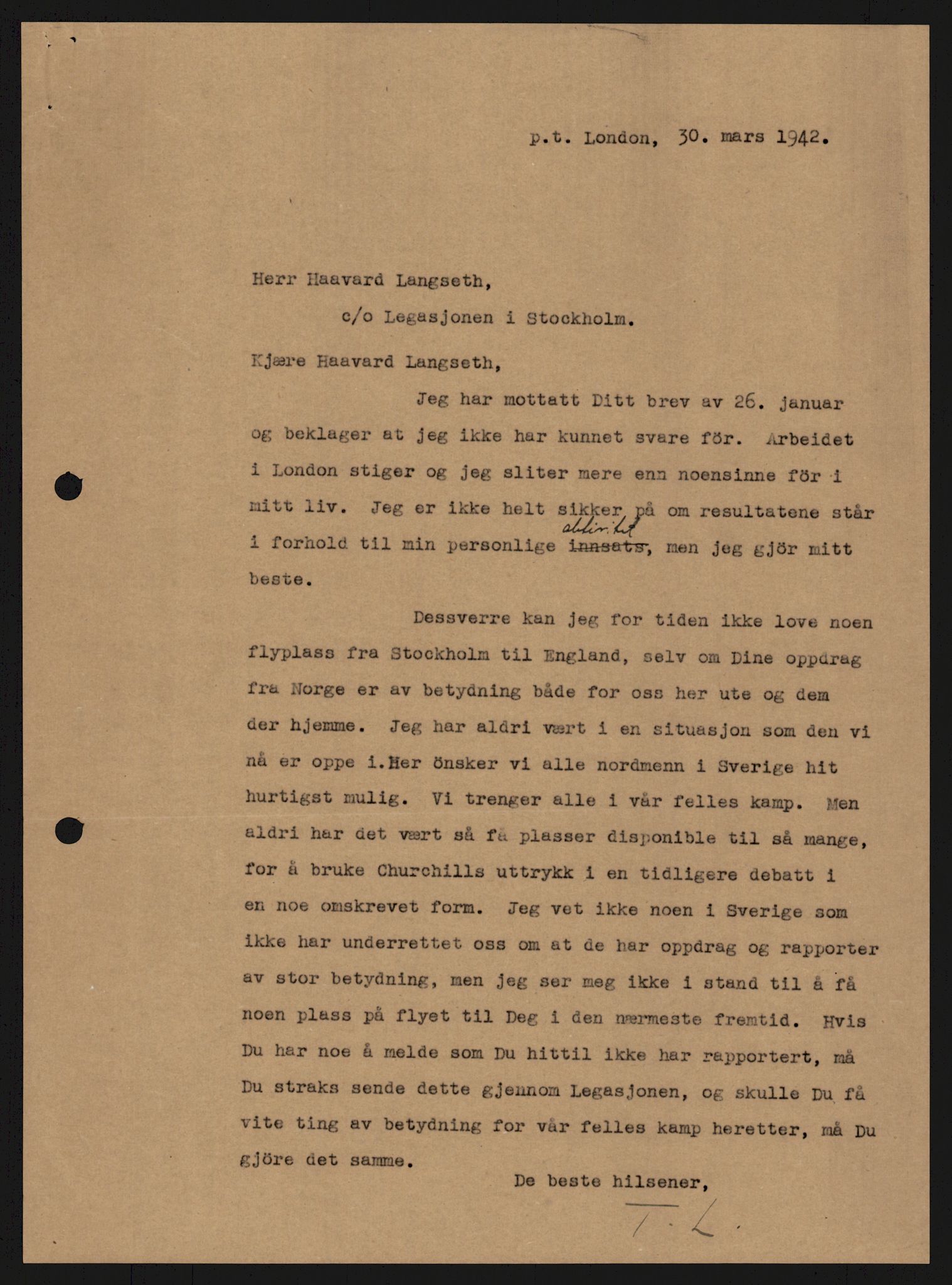 Lie, Trygve, AV/RA-PA-1407/D/L0004: Blandet korrespondanse., 1941-1957, p. 388