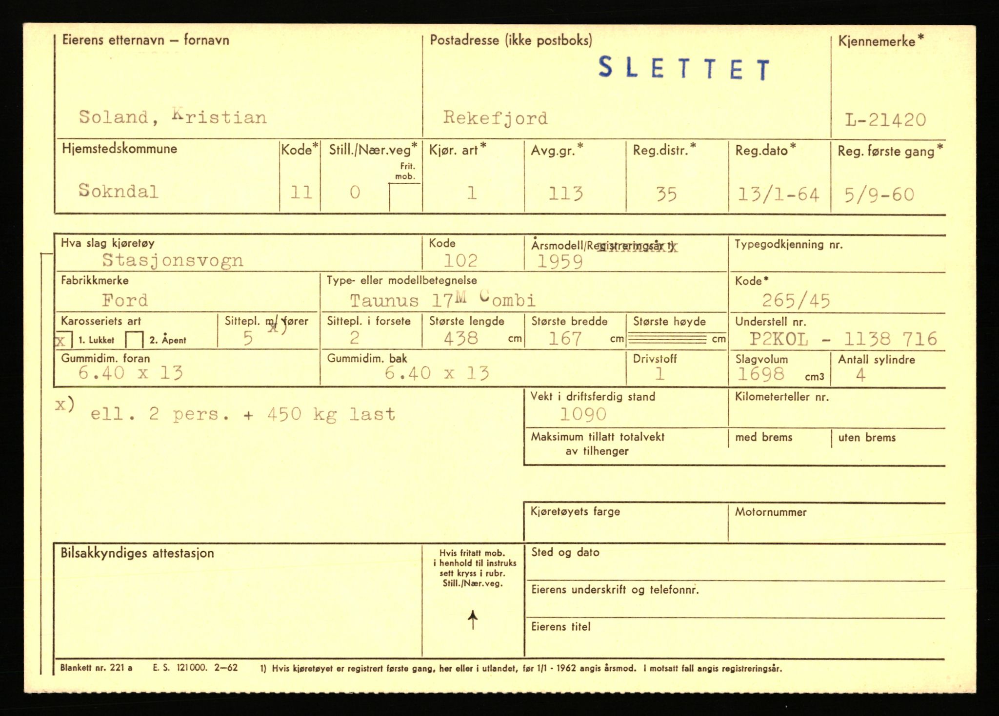 Stavanger trafikkstasjon, AV/SAST-A-101942/0/F/L0037: L-20500 - L-21499, 1930-1971, p. 2171