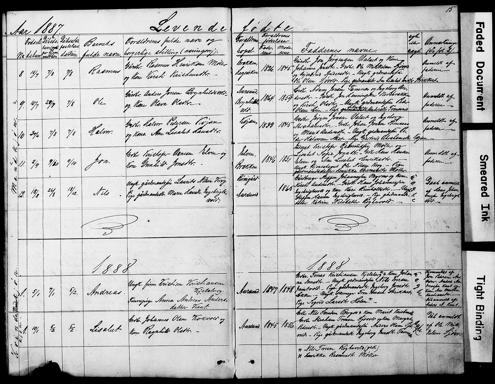 Ministerialprotokoller, klokkerbøker og fødselsregistre - Sør-Trøndelag, SAT/A-1456/683/L0949: Parish register (copy) no. 683C01, 1880-1896, p. 15