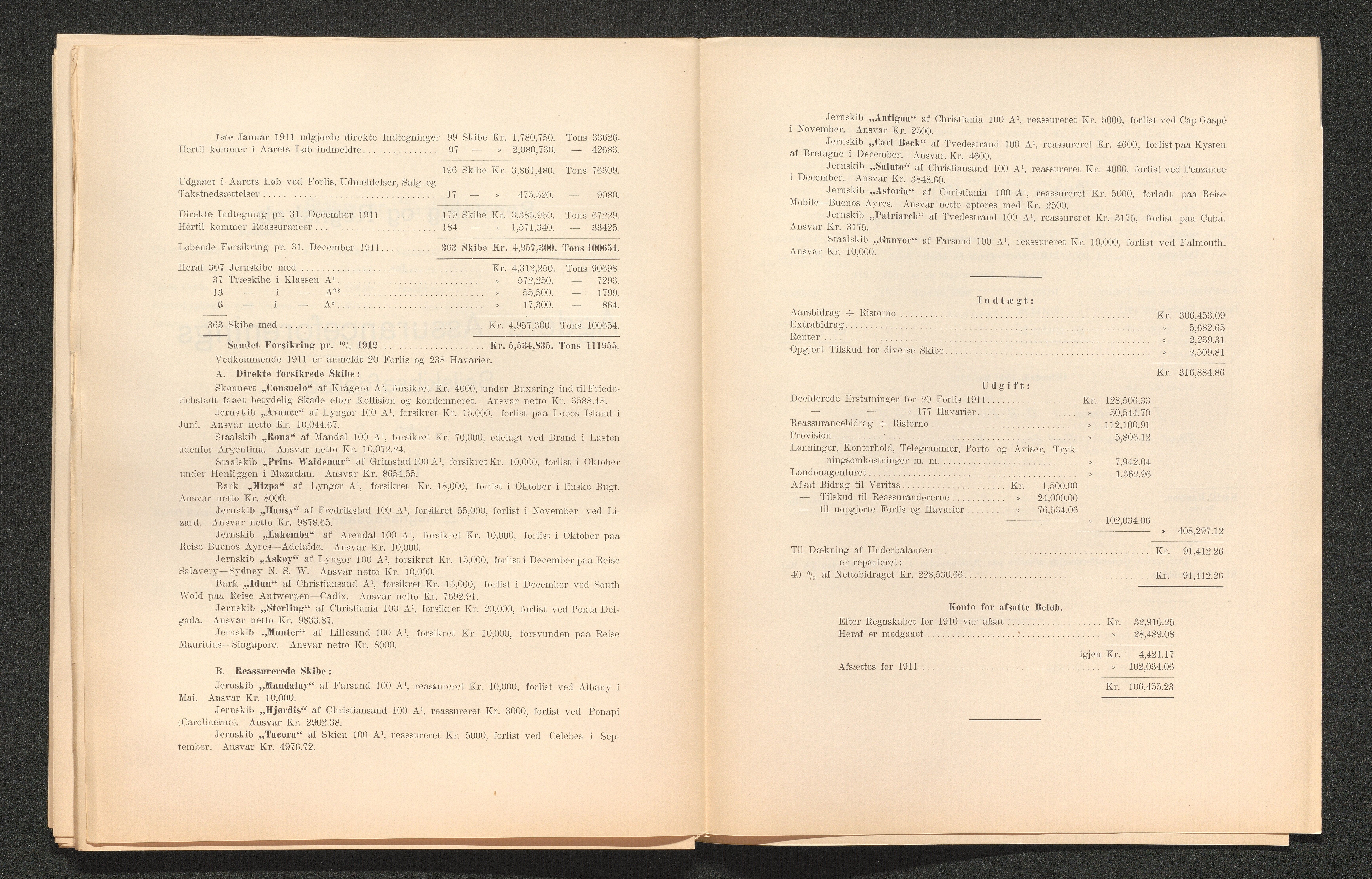 Agders Gjensidige Assuranceforening, AAKS/PA-1718/05/L0003: Regnskap, seilavdeling, pakkesak, 1890-1912