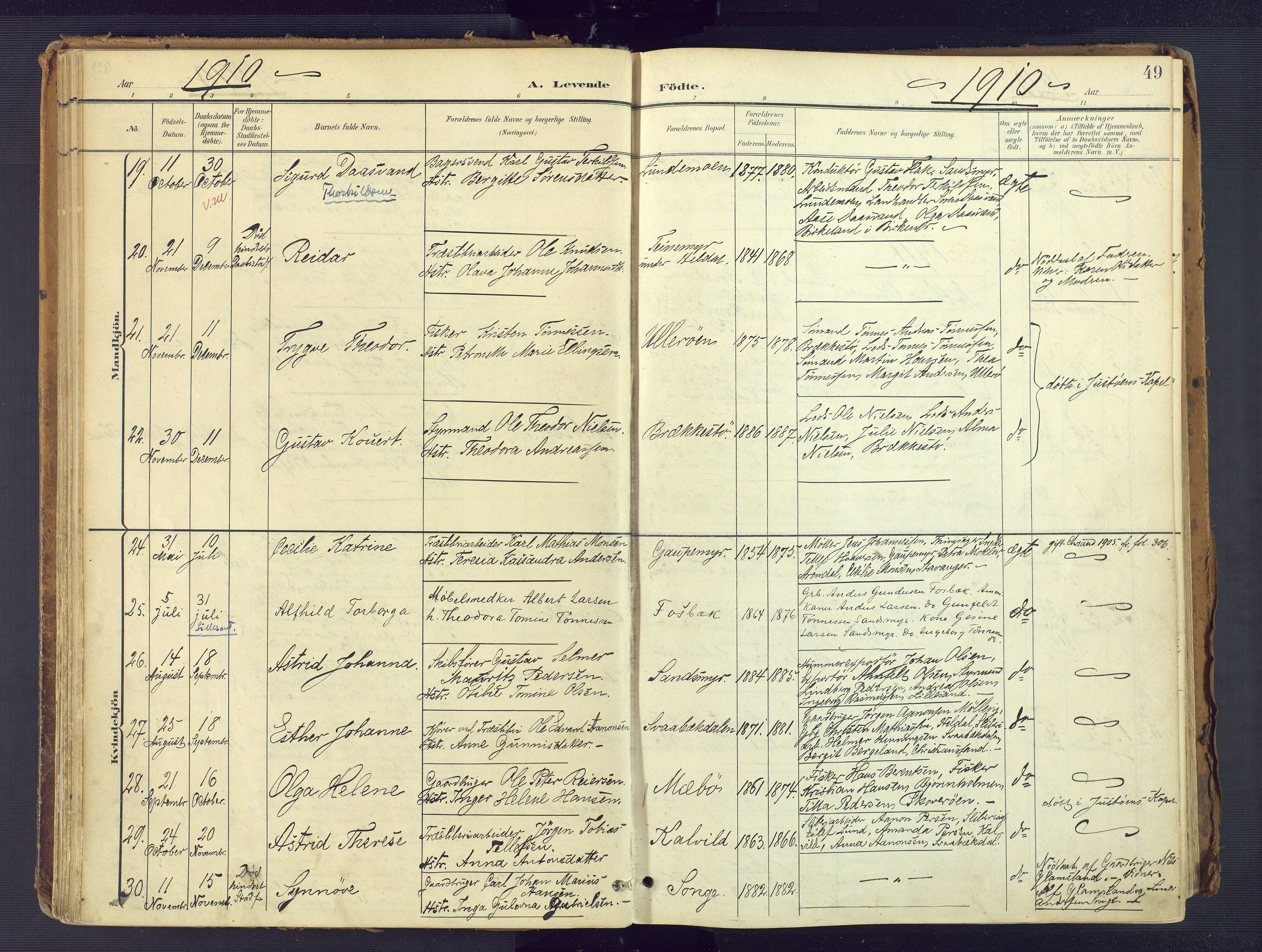 Vestre Moland sokneprestkontor, SAK/1111-0046/F/Fa/Fab/L0010: Parish register (official) no. A 10, 1900-1926, p. 49