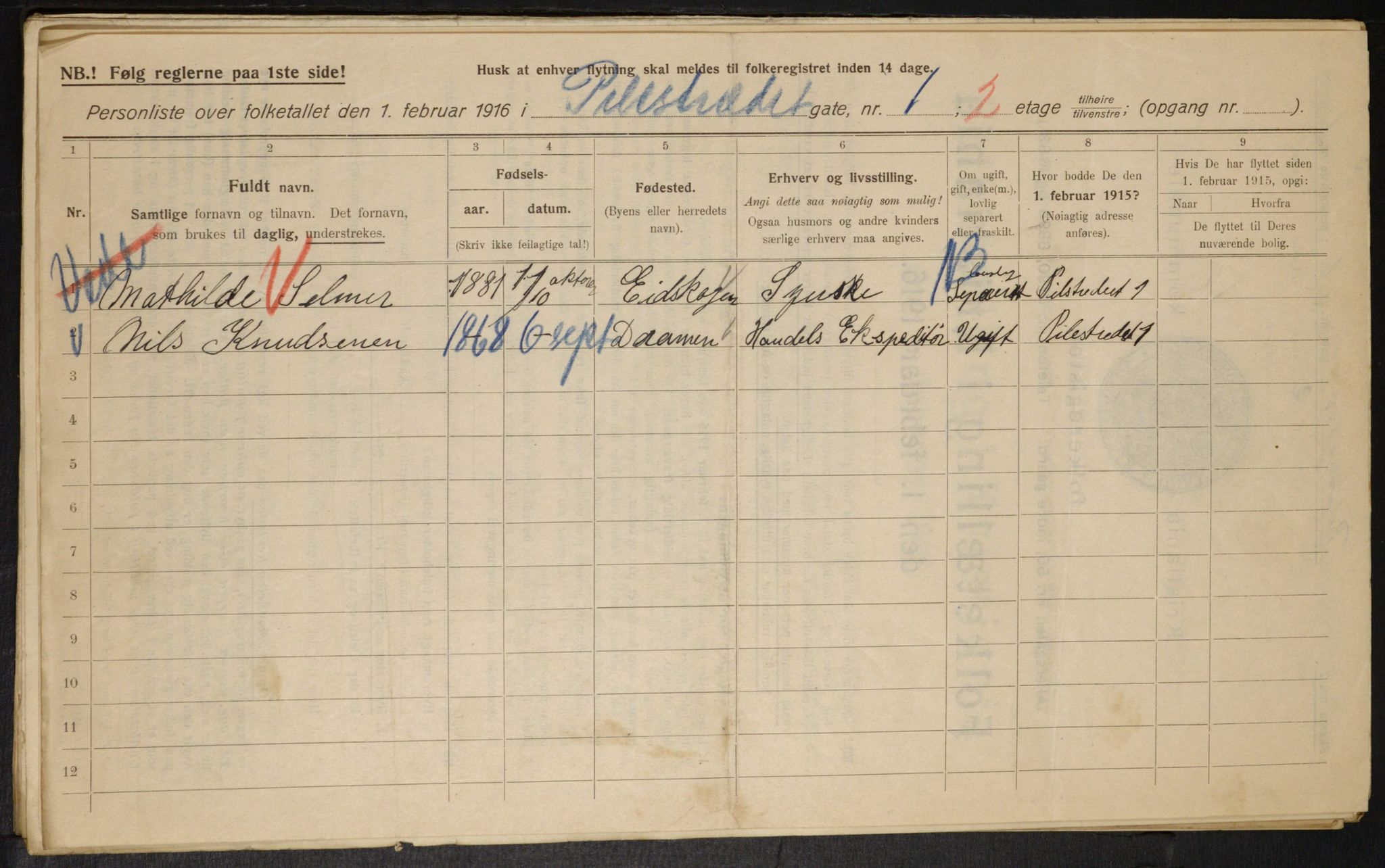 OBA, Municipal Census 1916 for Kristiania, 1916, p. 80743