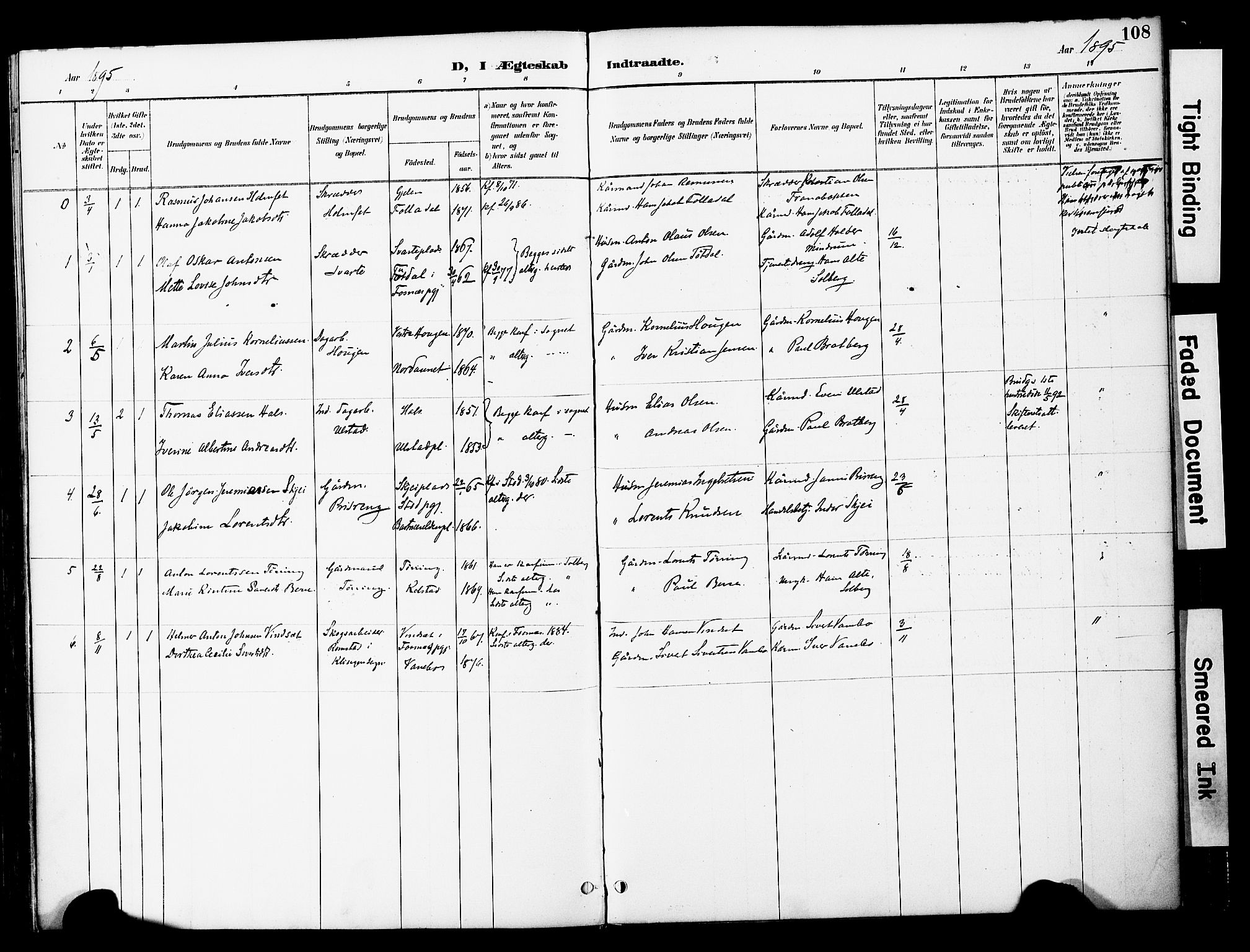 Ministerialprotokoller, klokkerbøker og fødselsregistre - Nord-Trøndelag, AV/SAT-A-1458/741/L0396: Parish register (official) no. 741A10, 1889-1901, p. 108