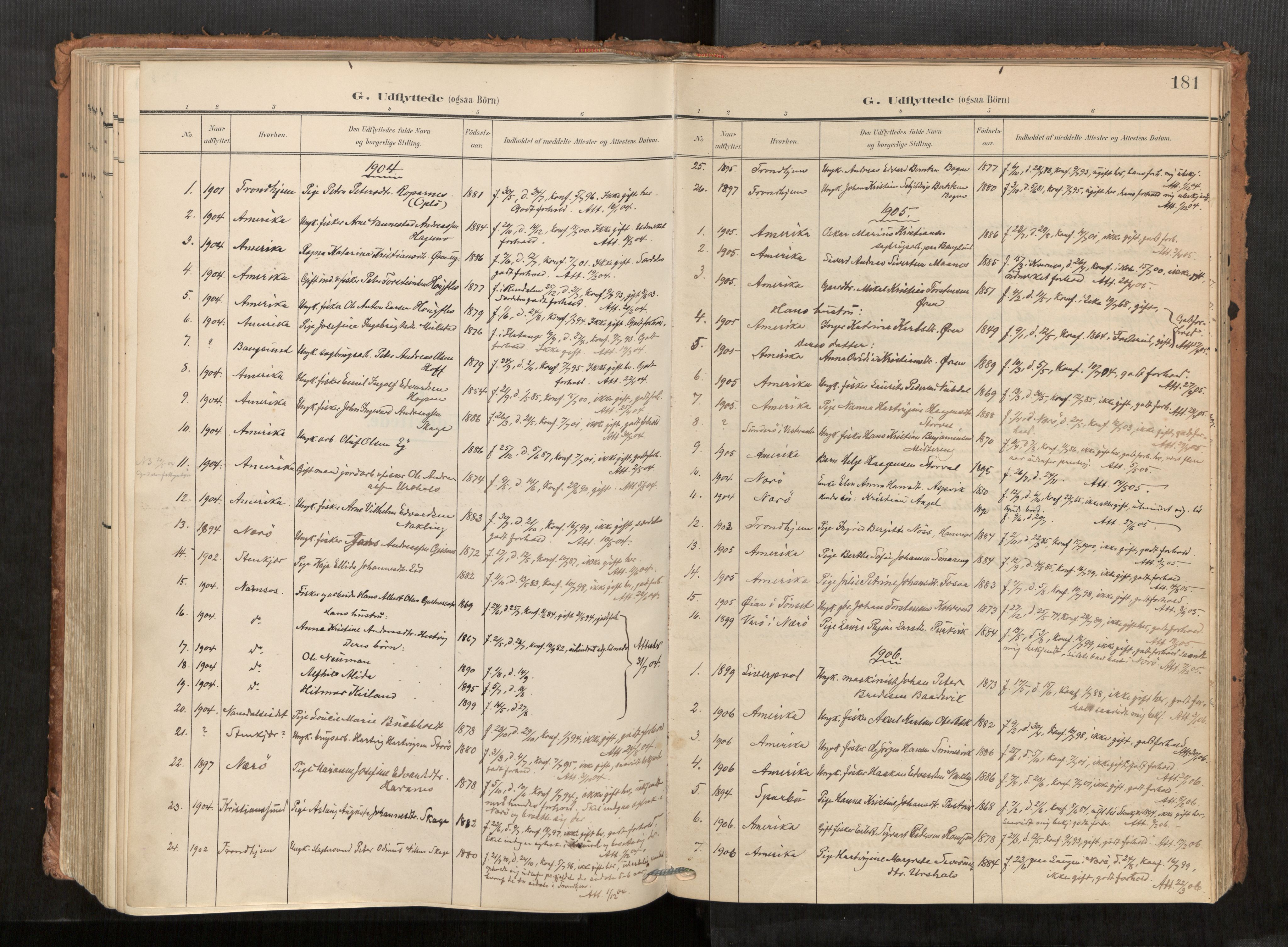Kolvereid sokneprestkontor, SAT/A-1171/H/Ha/Haa/L0001: Parish register (official) no. 1, 1903-1922, p. 181