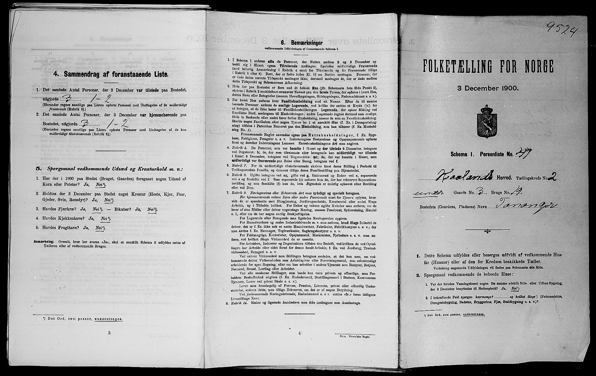 SAST, 1900 census for Haaland, 1900, p. 461