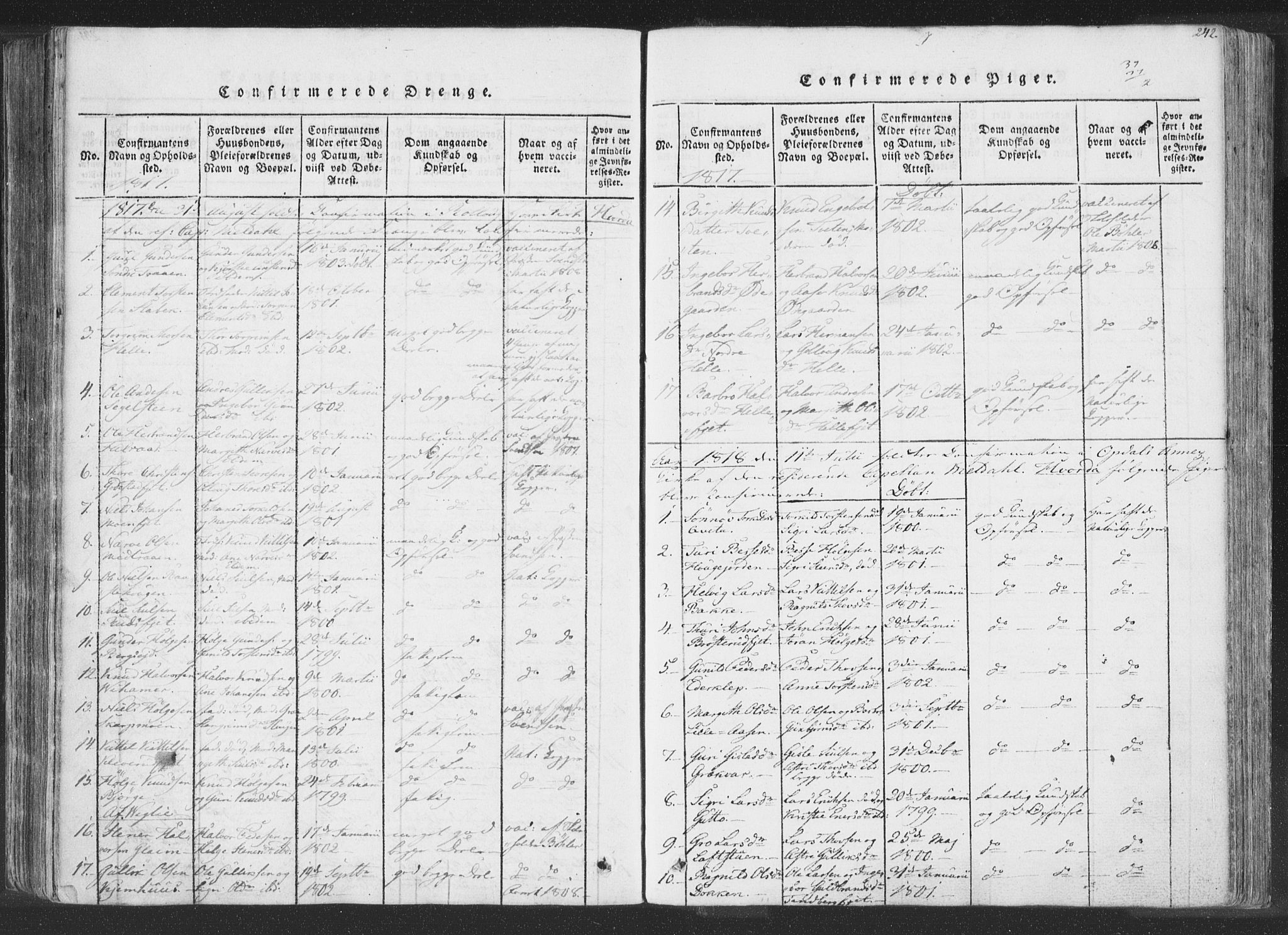 Rollag kirkebøker, SAKO/A-240/F/Fa/L0006: Parish register (official) no. I 6, 1814-1828, p. 242