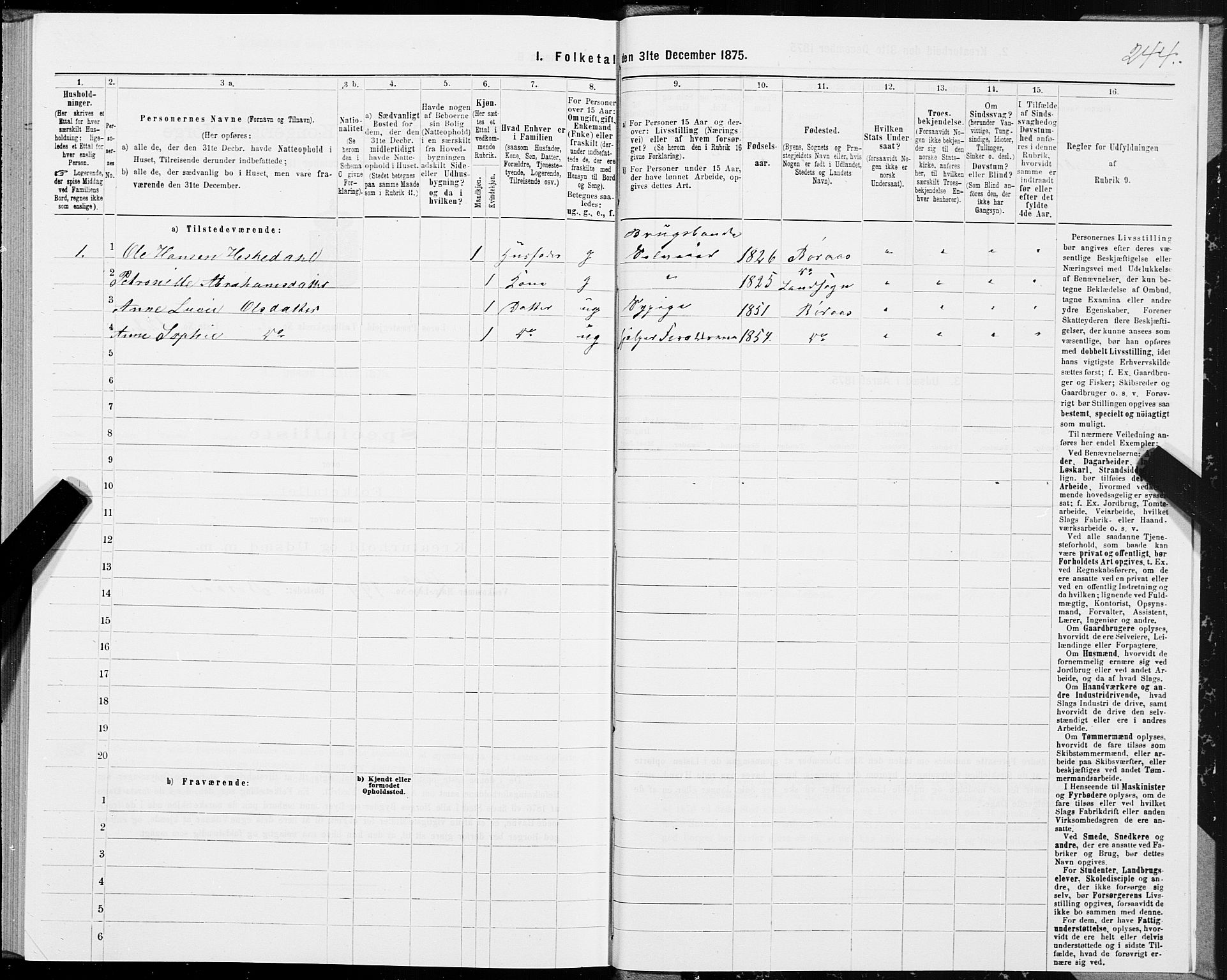 SAT, 1875 census for 1640P Røros, 1875, p. 2244