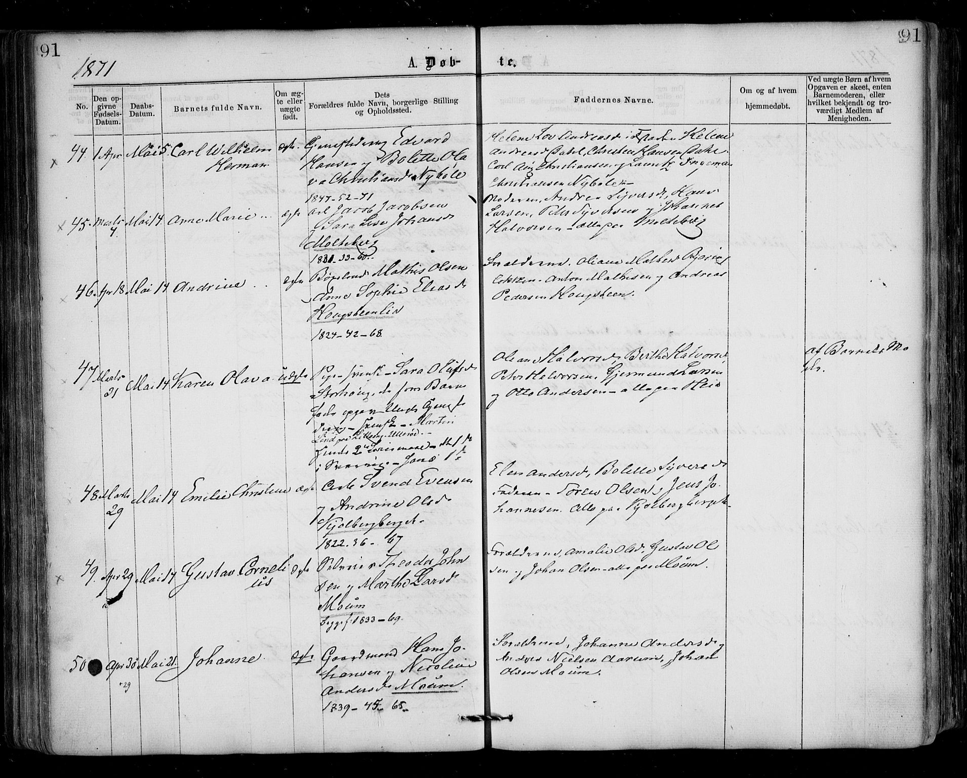 Borge prestekontor Kirkebøker, AV/SAO-A-10903/F/Fa/L0006: Parish register (official) no. I 6, 1861-1874, p. 91