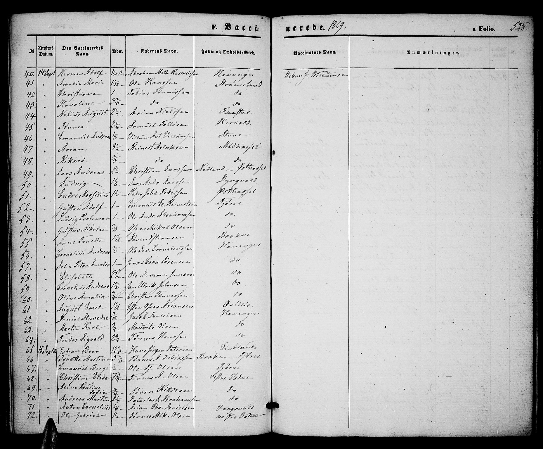 Lista sokneprestkontor, AV/SAK-1111-0027/F/Fb/L0003: Parish register (copy) no. B 3, 1862-1877, p. 525