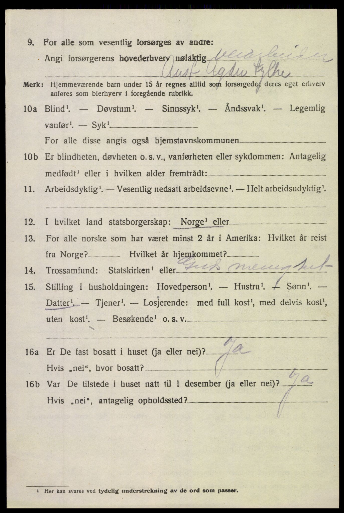 SAK, 1920 census for Vegårshei, 1920, p. 3731