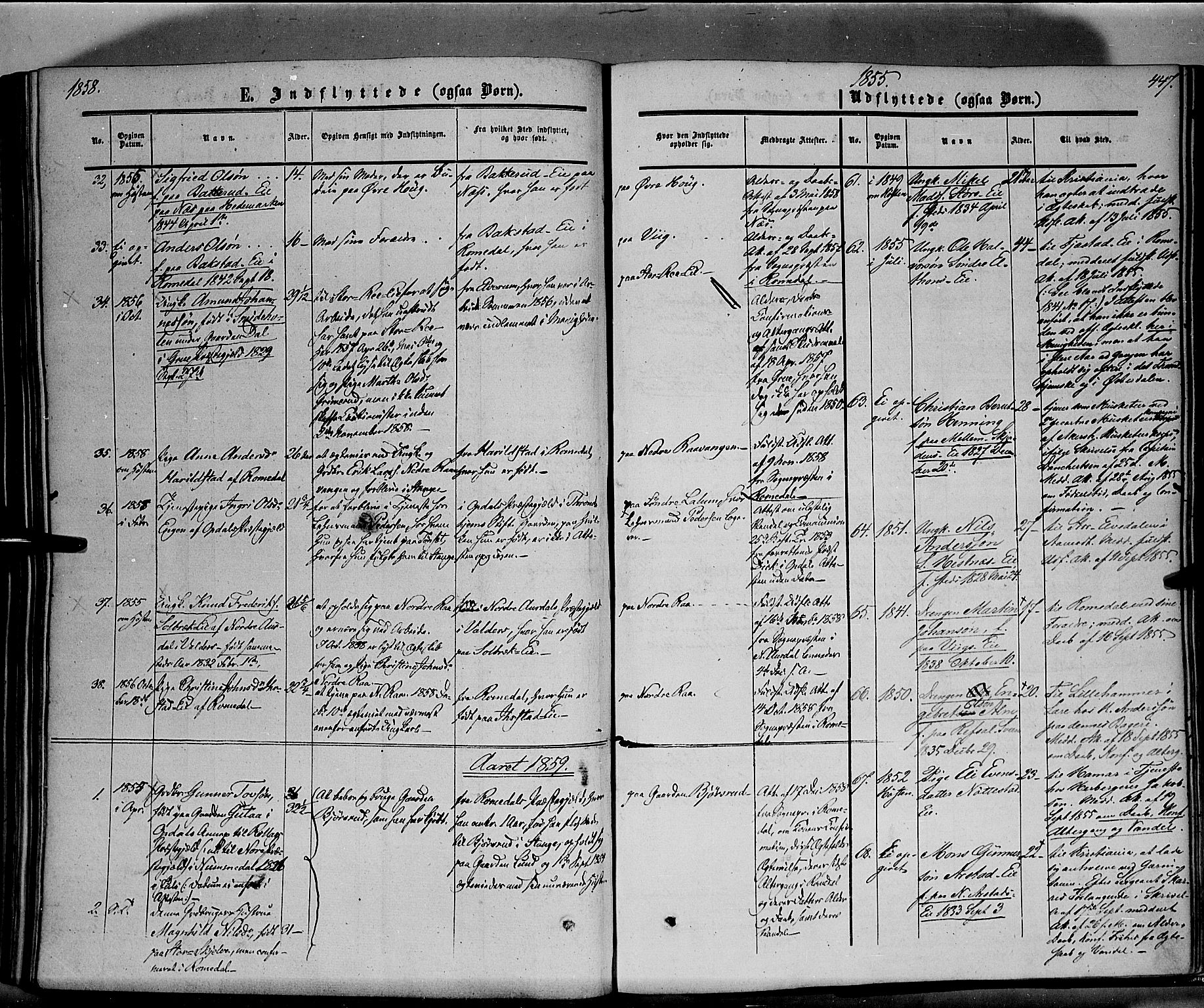Stange prestekontor, SAH/PREST-002/K/L0012: Parish register (official) no. 12, 1852-1862, p. 447