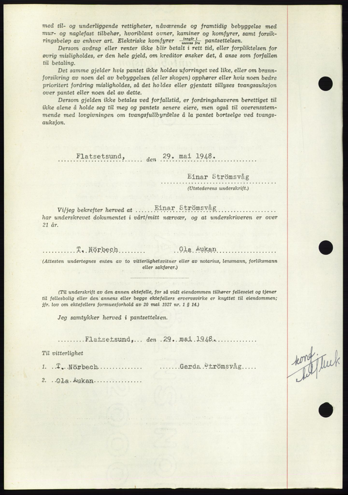 Nordmøre sorenskriveri, AV/SAT-A-4132/1/2/2Ca: Mortgage book no. B99, 1948-1948, Diary no: : 2926/1948