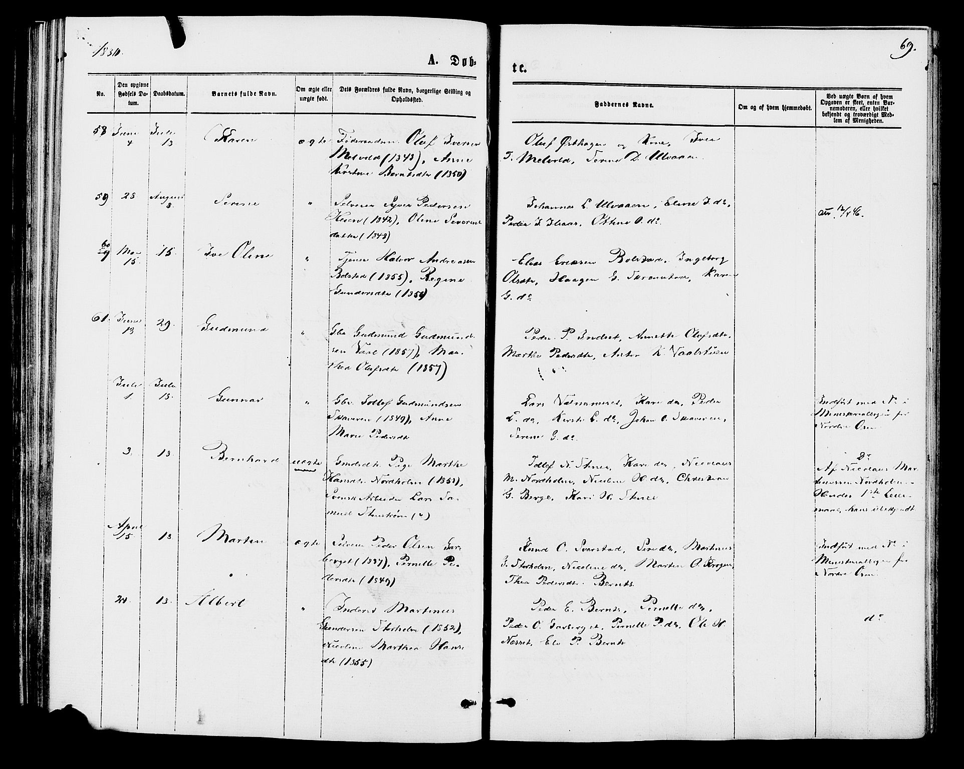 Åmot prestekontor, Hedmark, SAH/PREST-056/H/Ha/Haa/L0009: Parish register (official) no. 9, 1875-1883, p. 69